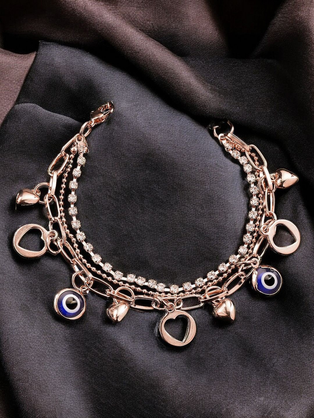 

fabula Stone-Studded Evil Eye Multistrand Bracelet, Gold