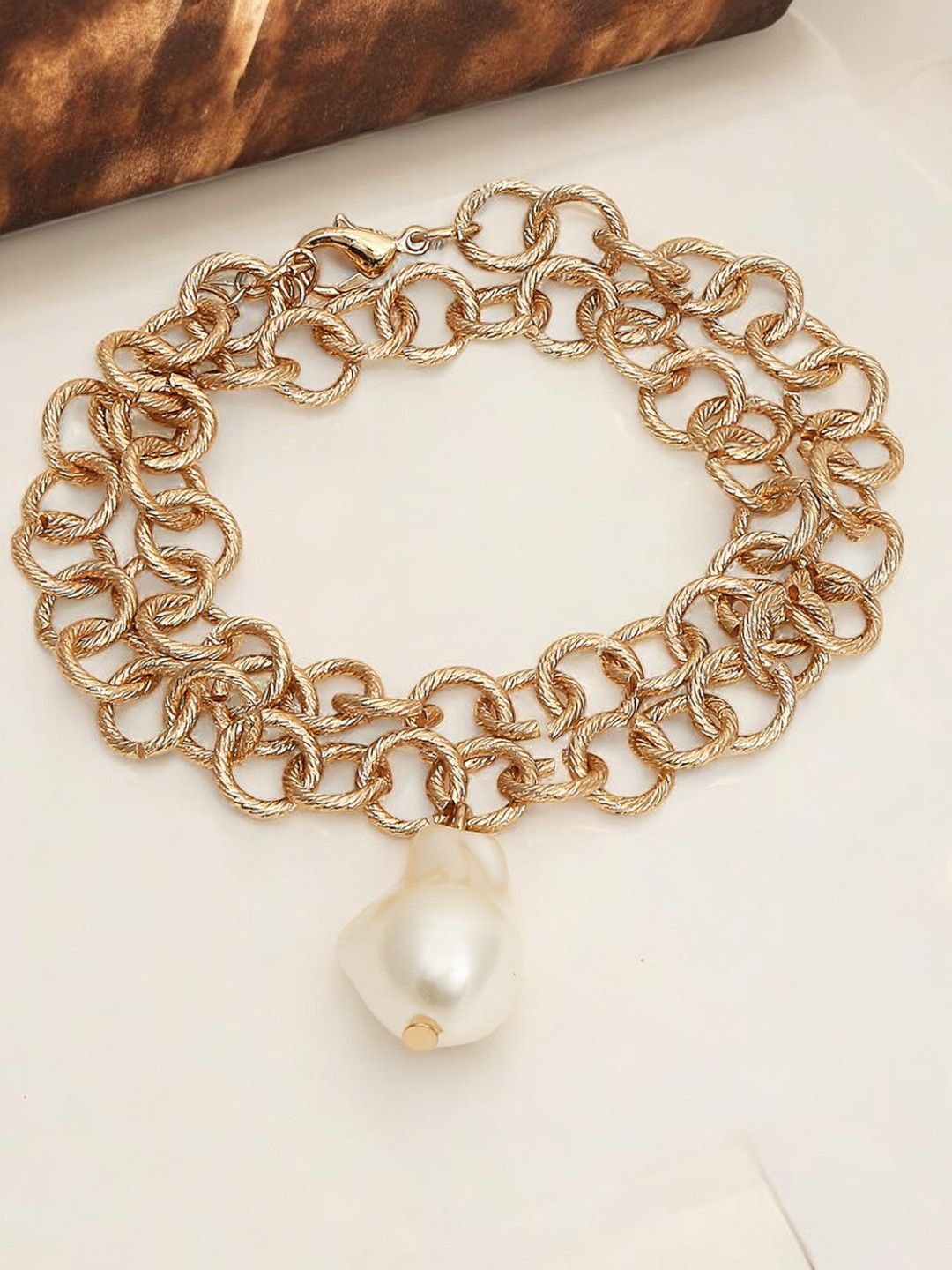 

fabula Pearls-Beaded Charm Link Chain Bracelet, Gold