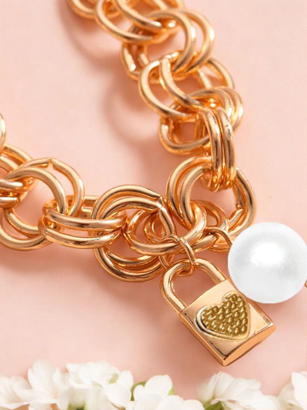 

fabula Pearls-Beaded Charm Link Chain Bracelet, Gold