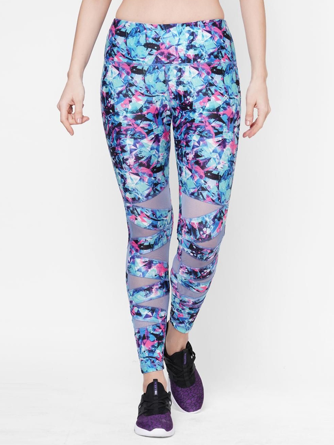 

Tuna London Floral Printed Ankle Length Sports Tights, Blue