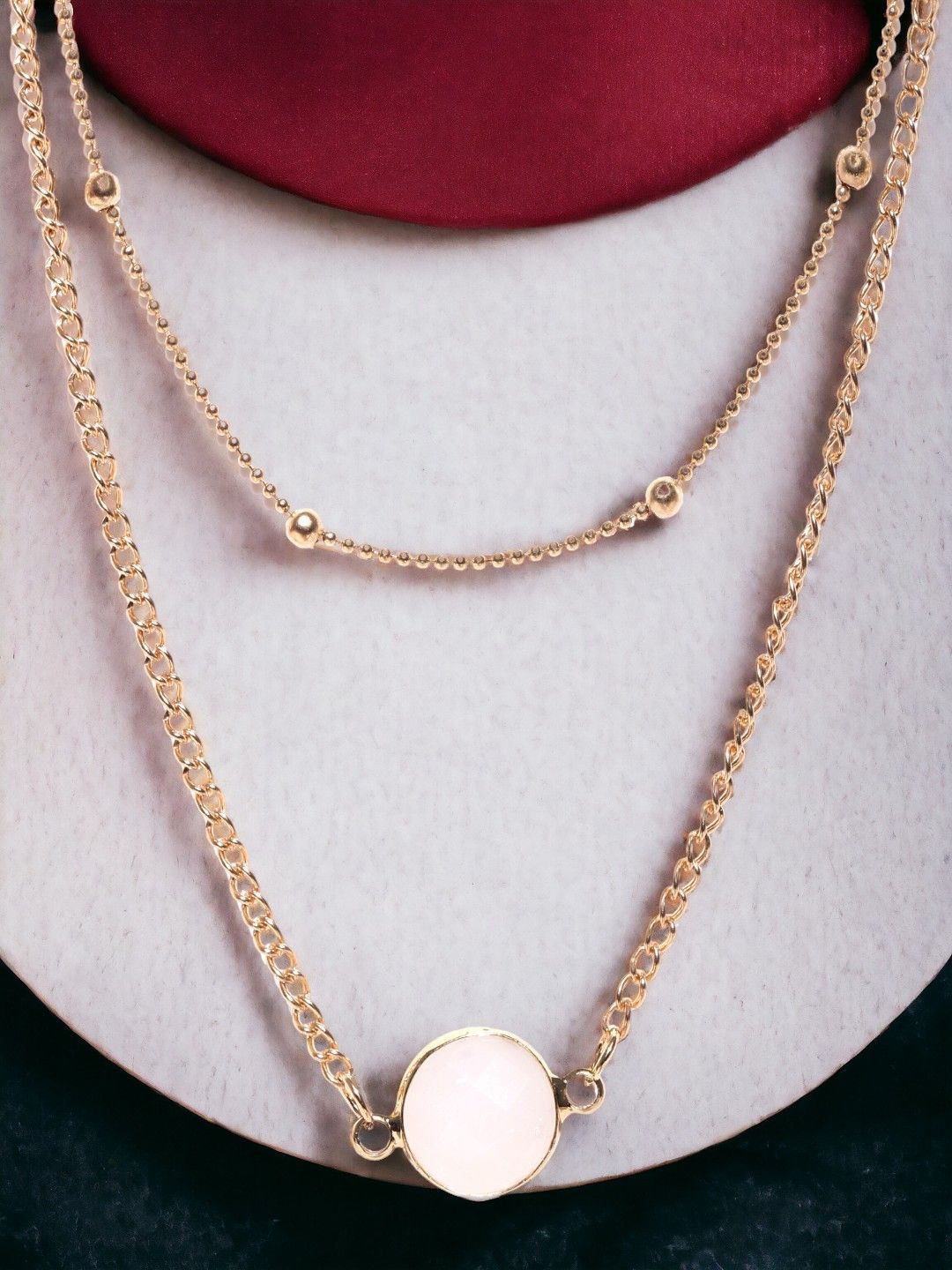 

fabula Gold-Plated Opal Crystal Multi Layered Necklace