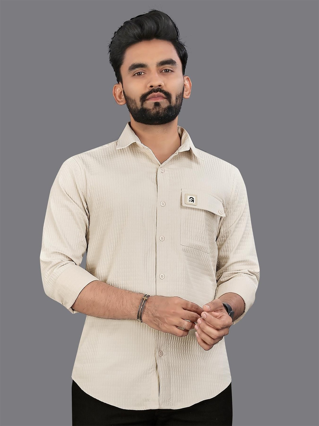 

ADWYN PETER Men Casual Shirt, Cream