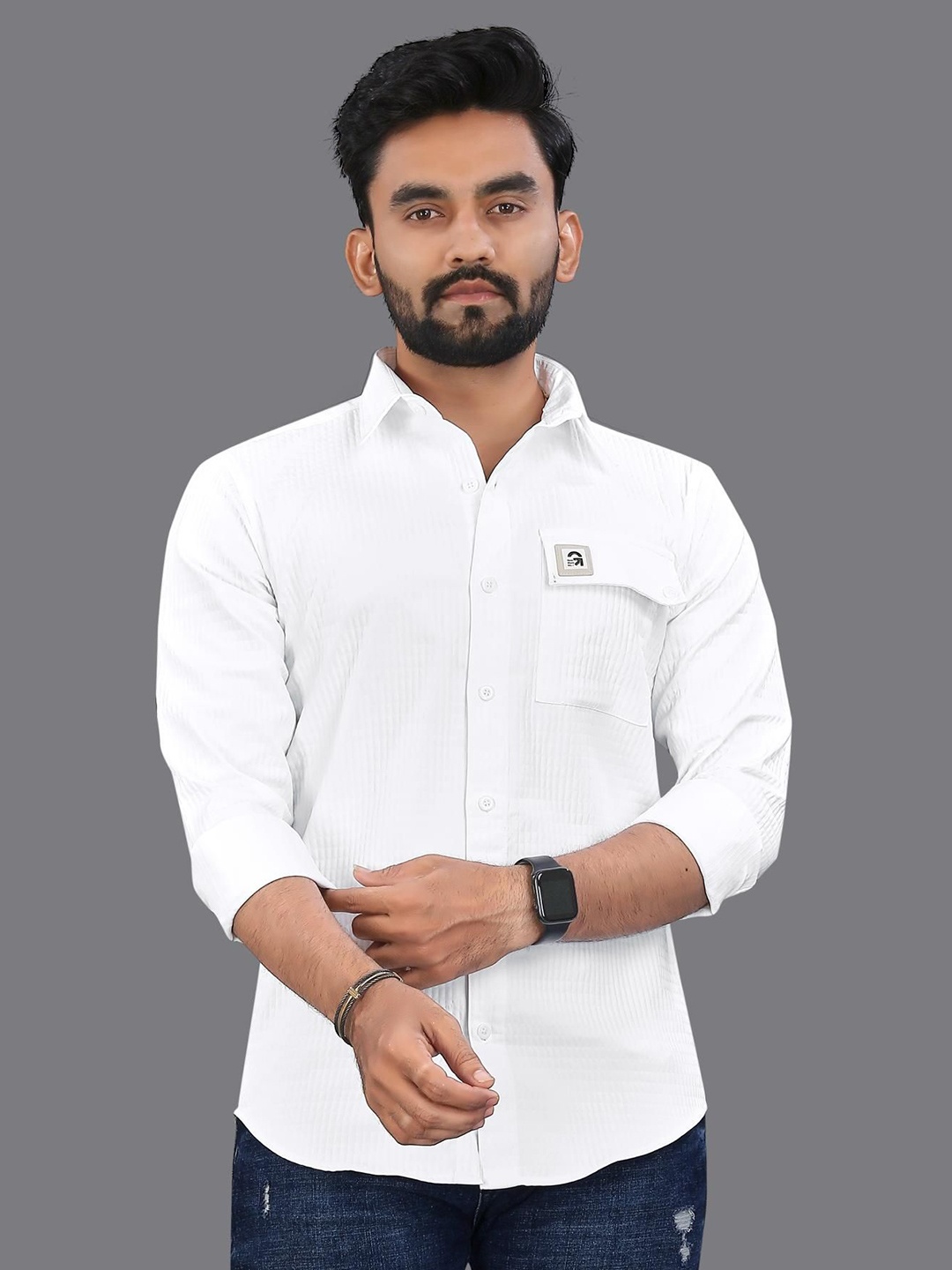 

ADWYN PETER Men Solid Opaque Casual Shirt, White