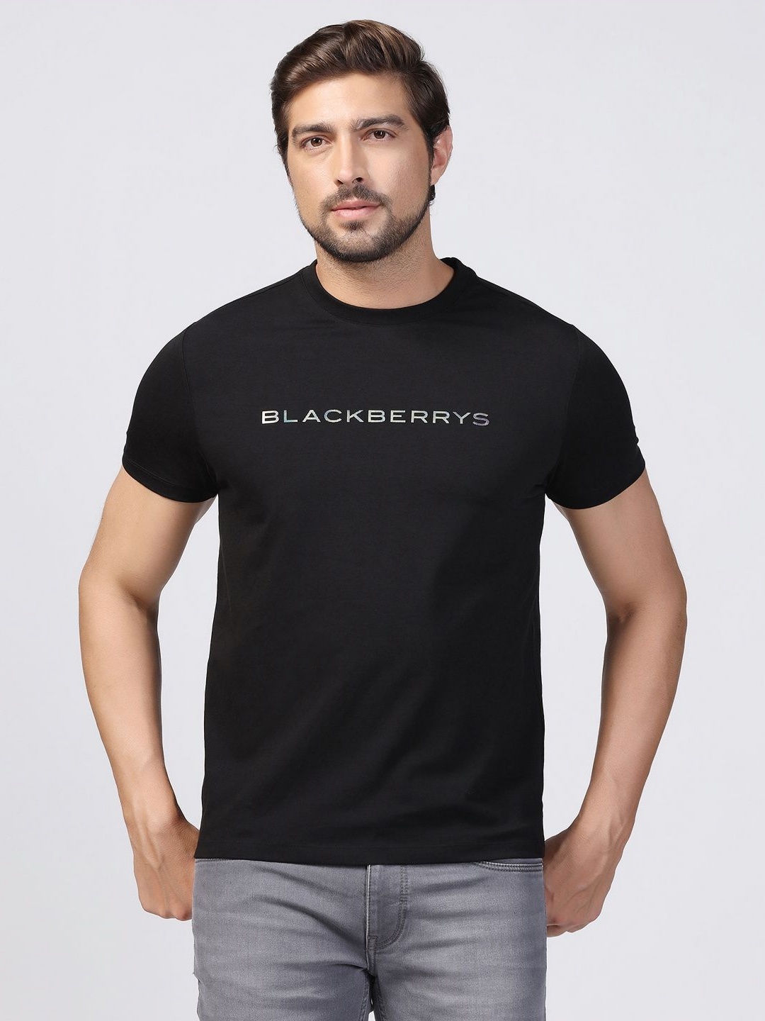 

Blackberrys Men Typography Printed Slim Fit T-shirt, Black