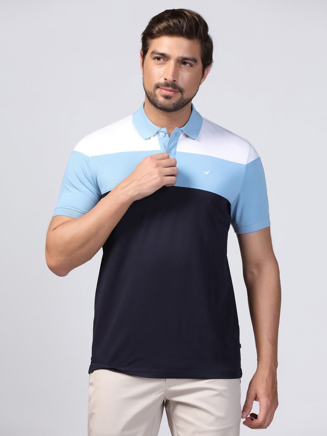 

Blackberrys Men Colourblocked Polo Collar Slim Fit T-shirt, White