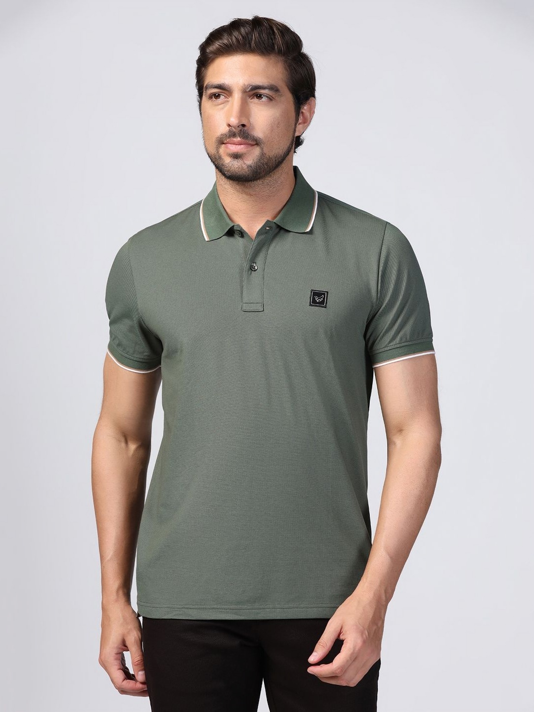 

Blackberrys Men Polo Collar Regular Fit Solid T-shirt, Green