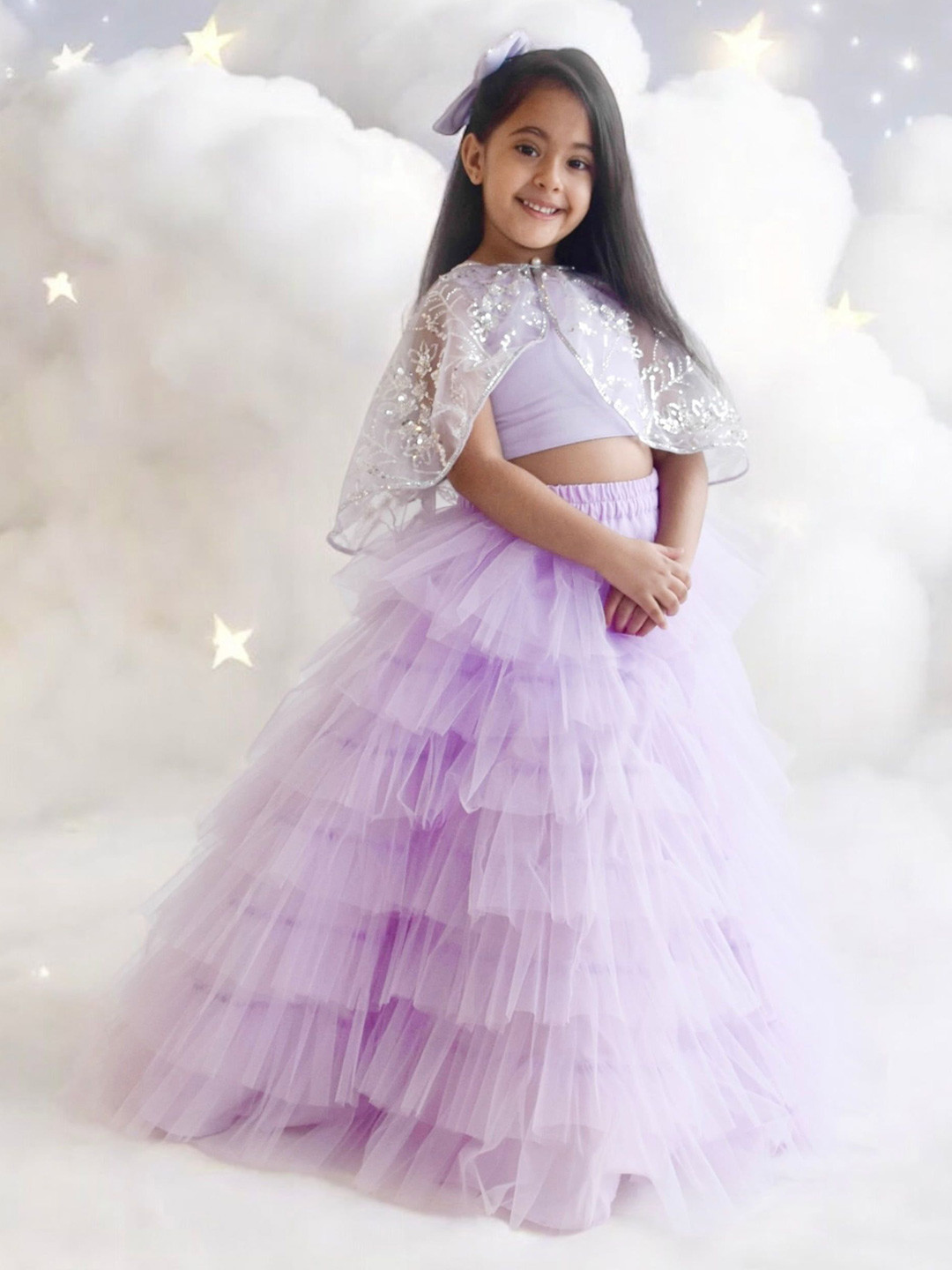 

Fayon Kids Girls Solid Round Neck Sleeveless Slip On Net Top Skirt Clothing Set, Purple