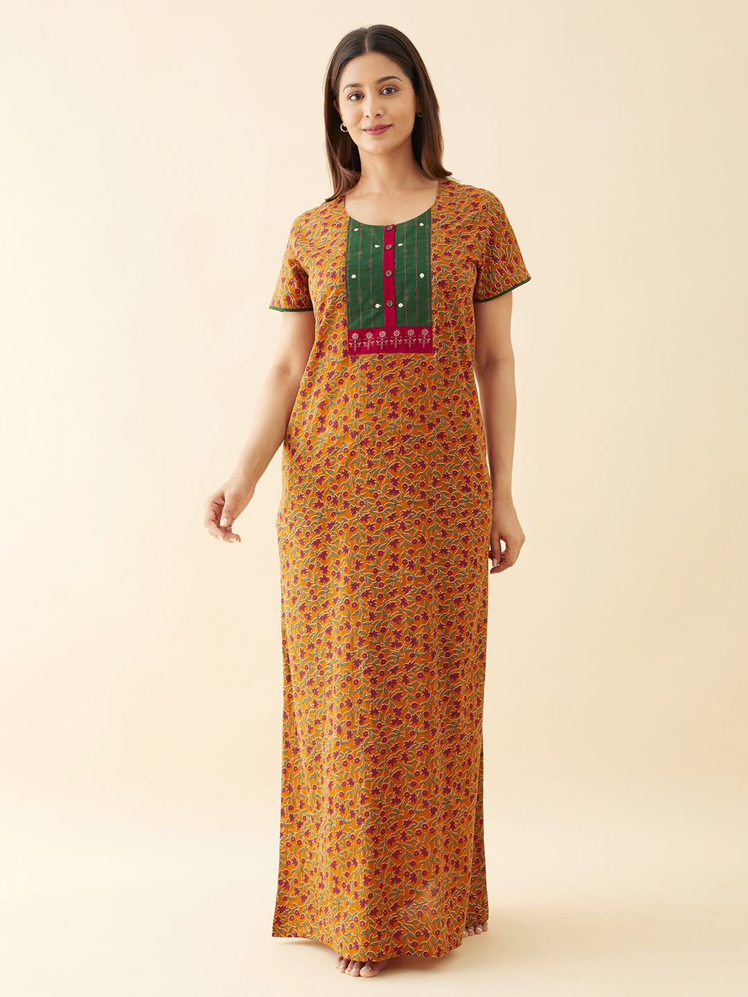 

Maybell Printed Maxi Nightdress, Mustard