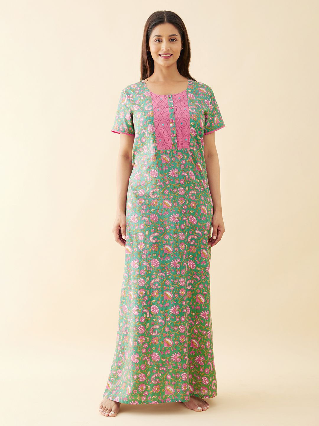 

Maybell Printed Maxi Nightdress, Green