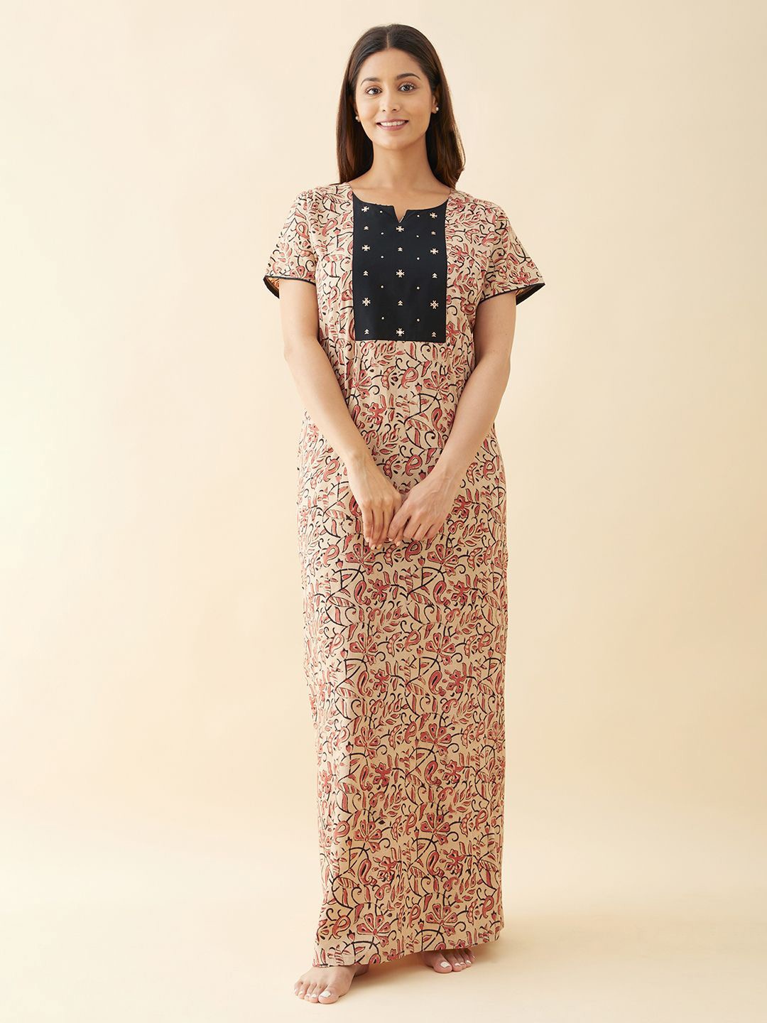 

Maybell Floral Printed Pure Cotton Maxi Nightdress, Pink