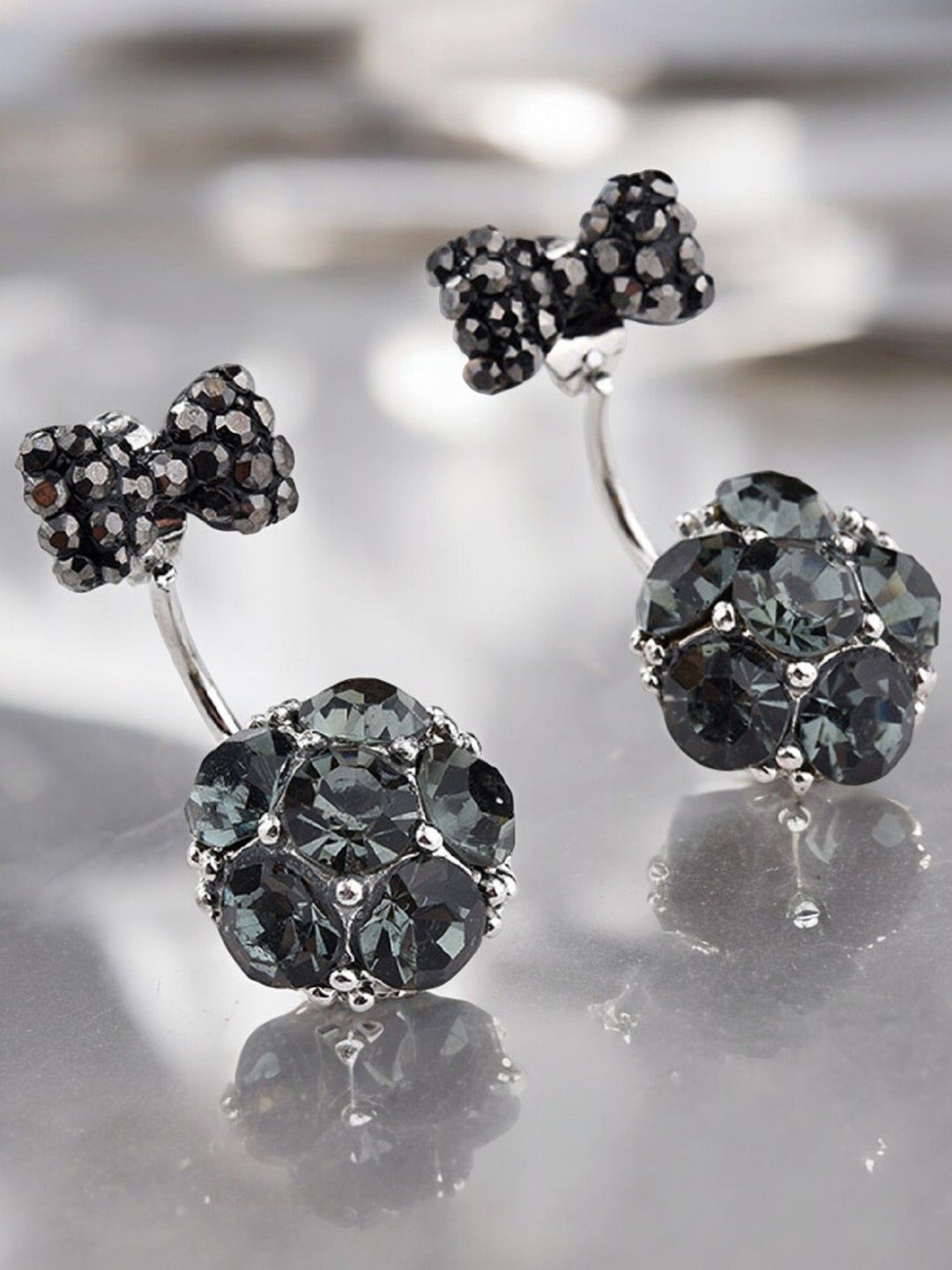 

fabula Floral Crystals Drop Earrings, Black