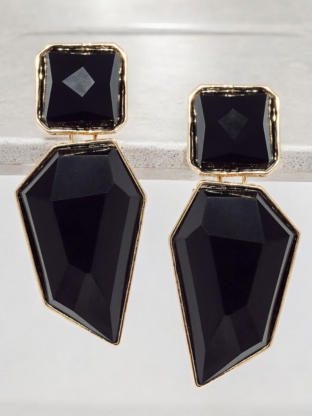 

fabula Geometric Crystals Drop Earrings, Black