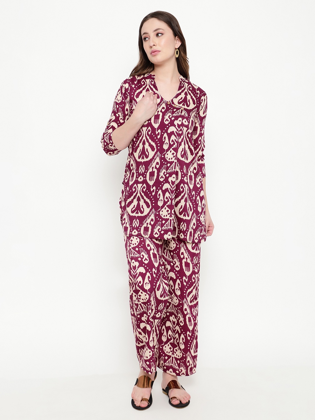 

BAESD Printed Tunic & Palazzos, Magenta