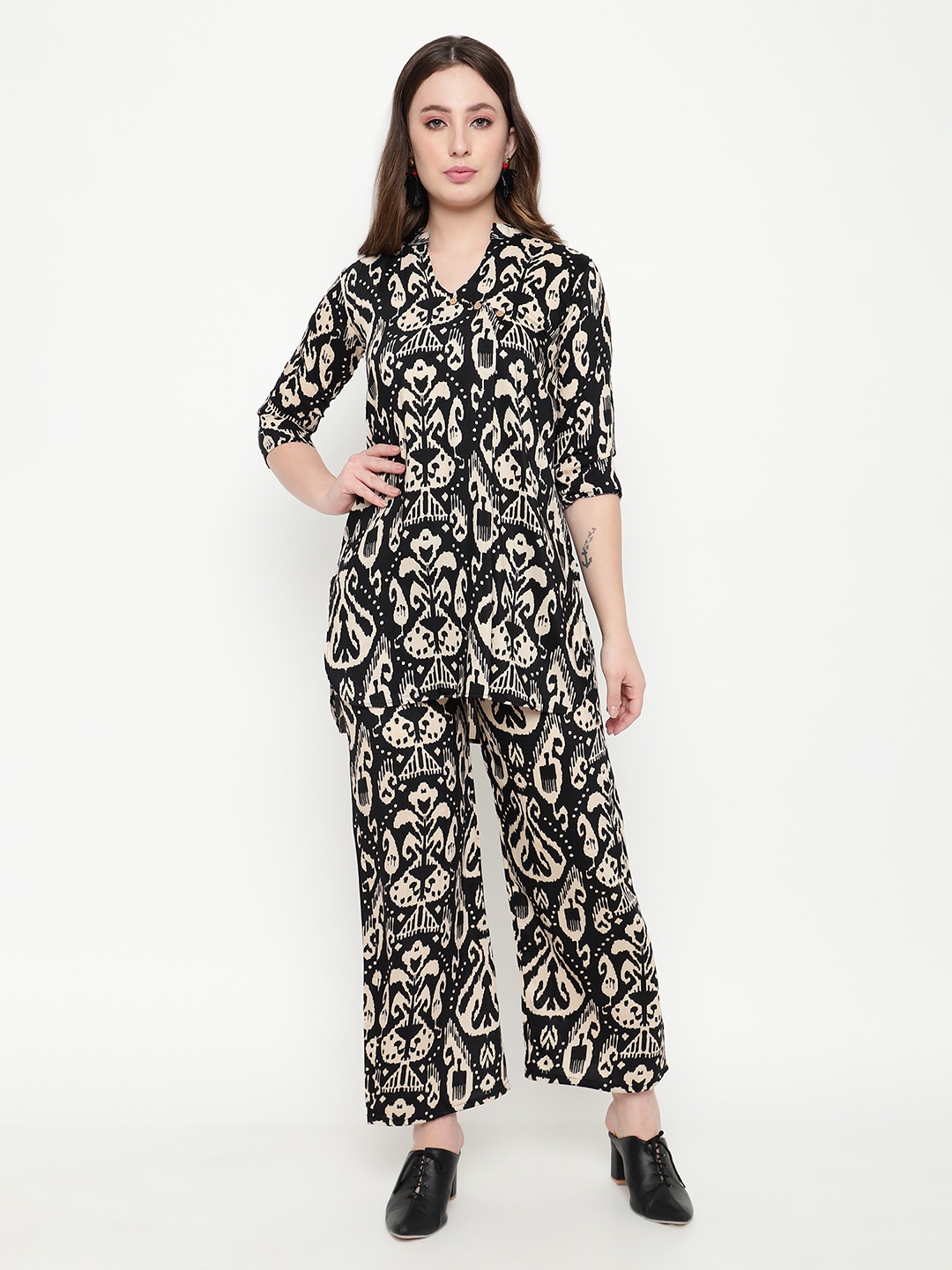 

BAESD Printed Tunic & Palazzos, Black