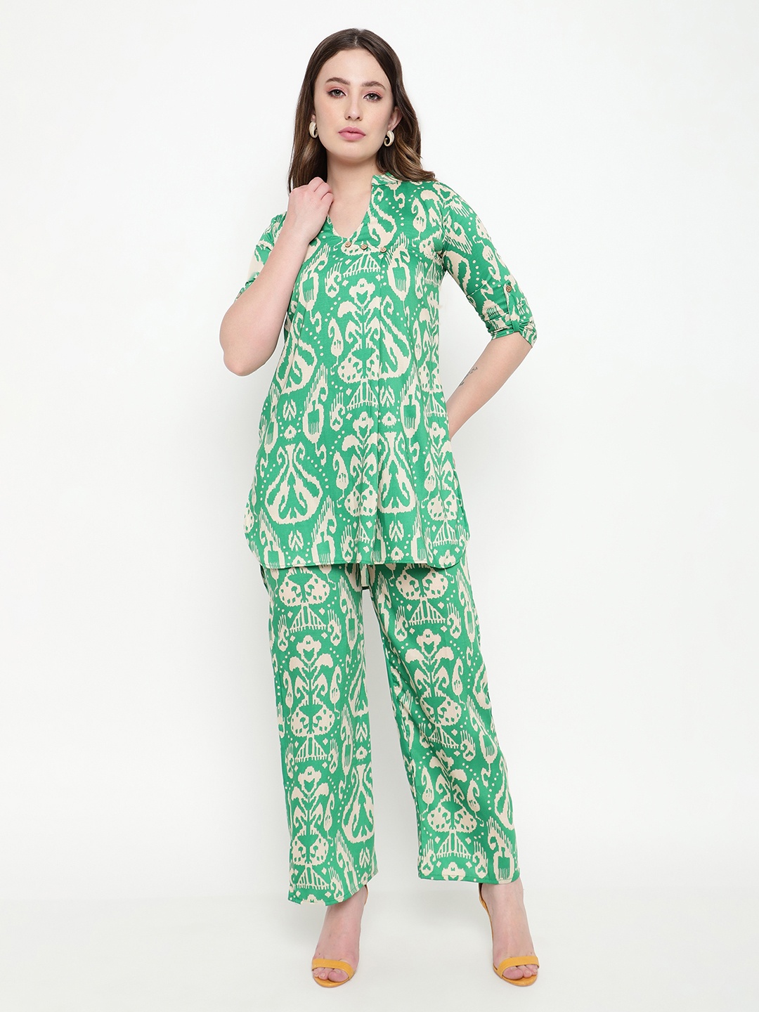 

BAESD Printed Tunic & Palazzos, Green