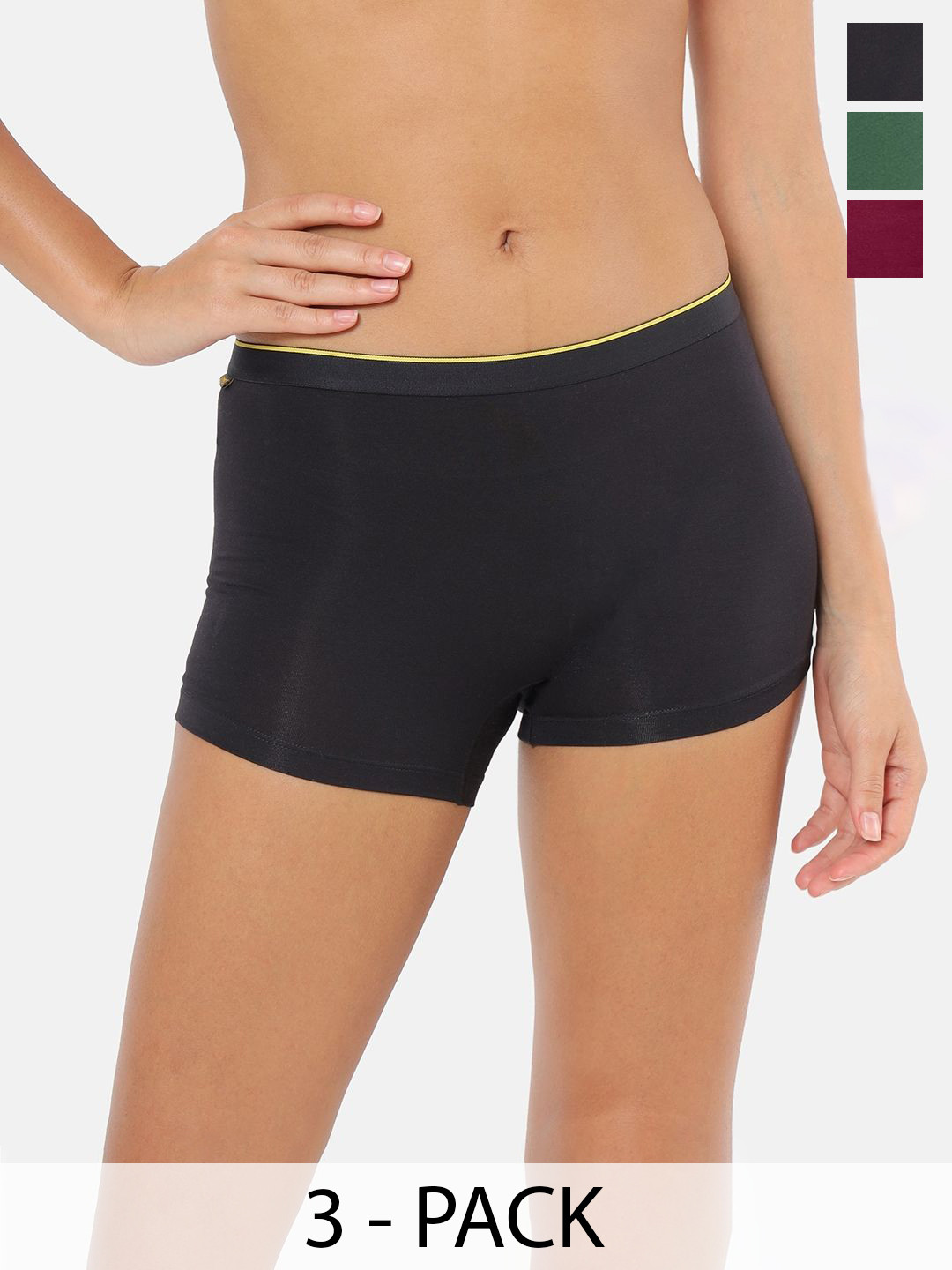 

bummer Pack Of 3 Women Boy Shorts Briefs, Black