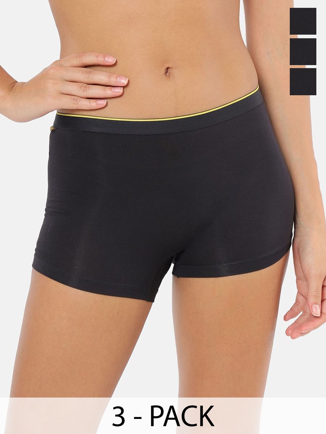

bummer Pack Of 3 Women Brand Logo Details Boy Shorts Briefs, Black