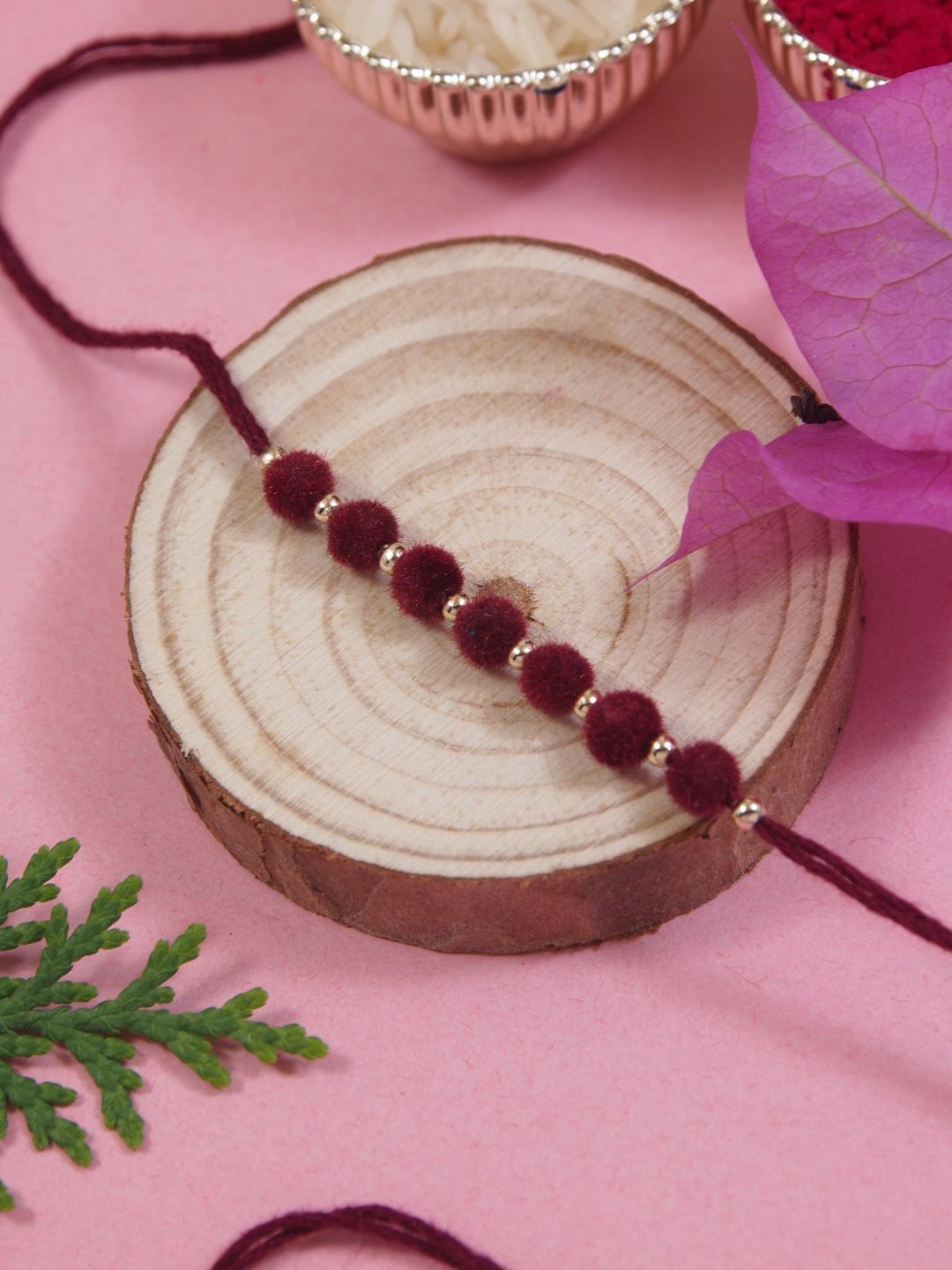 

I Jewels Boys Beaded Thread Rakhi, Maroon