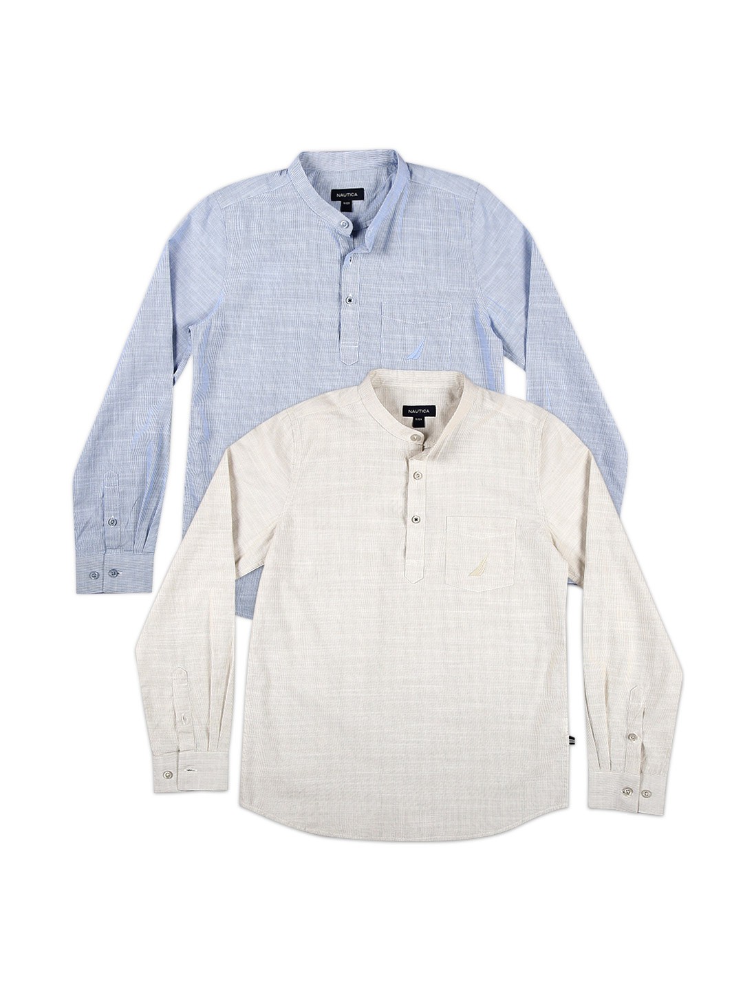 

Nautica Pack Of 2 Boys Solid Premium Cotton Casual Shirt, White