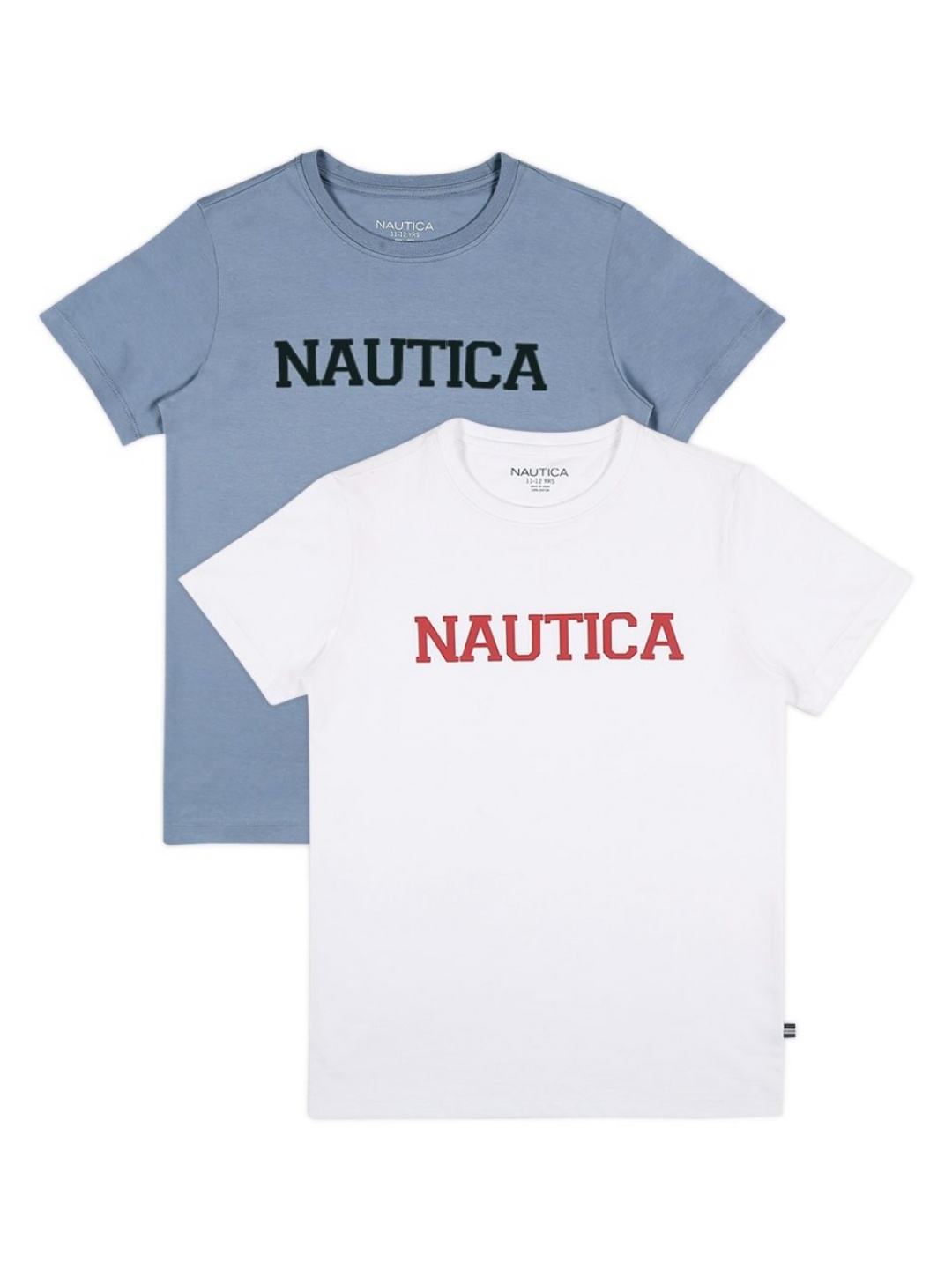 

Nautica Pack Of 2 Boys Typography Printed Round Neck Applique T-shirt, White