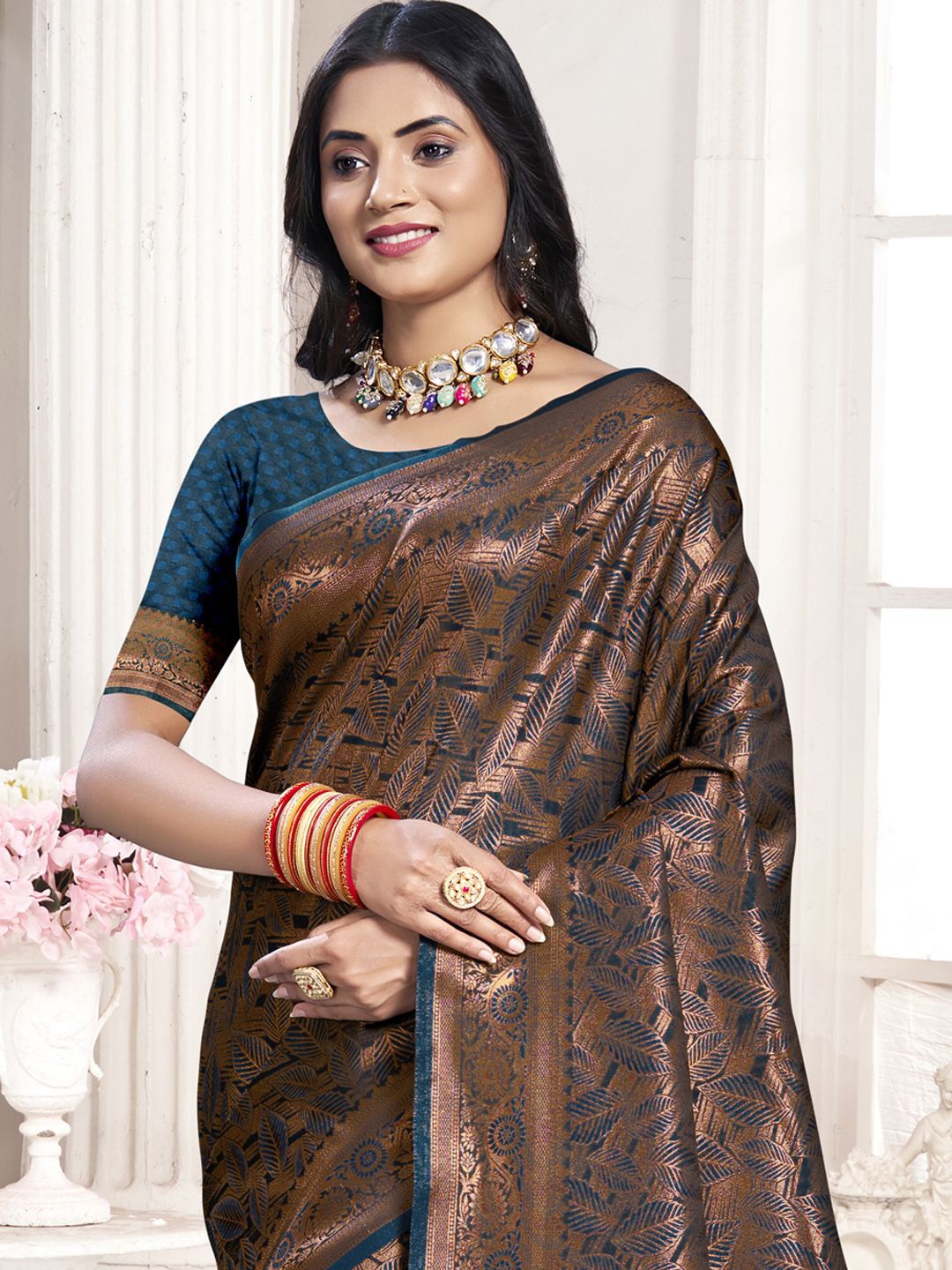 

Ishin Woven Design Zari Banarasi Saree, Blue