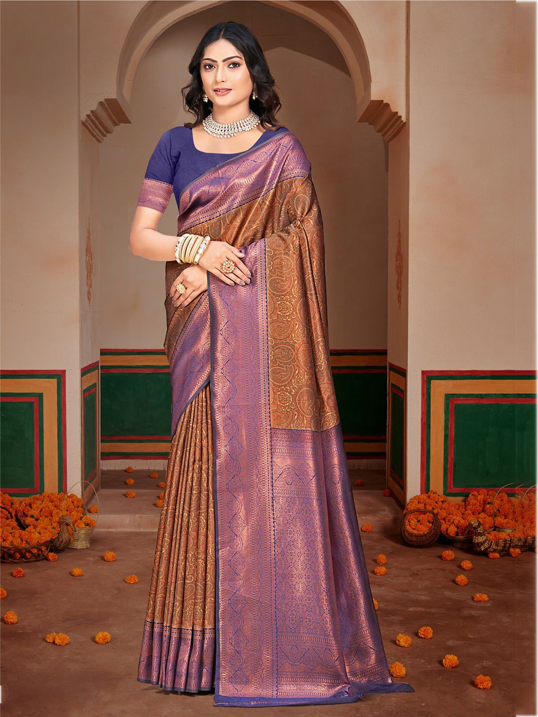 

Ishin Ethnic Motifs Zari Saree, Purple