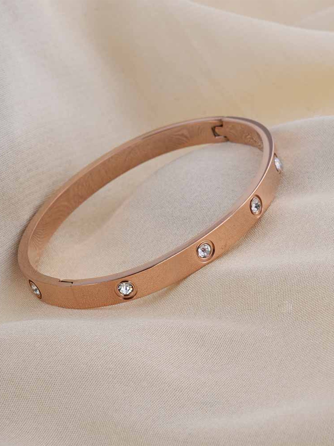 

PALMONAS Gold-Plated Stone Studded Bangle-Style Bracelet