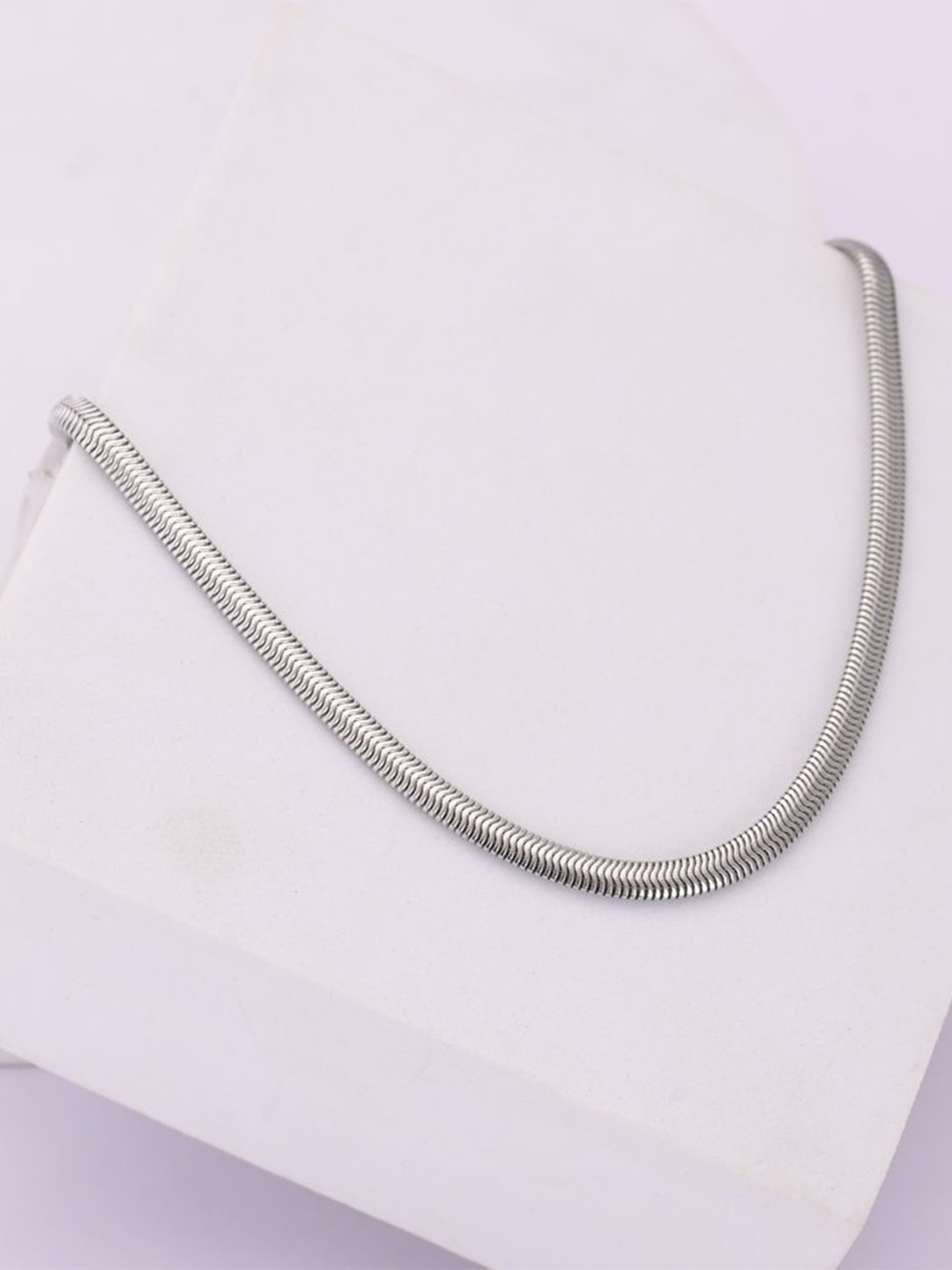 

PALMONAS Stainless Steel Silver-Plated Minimal Chain