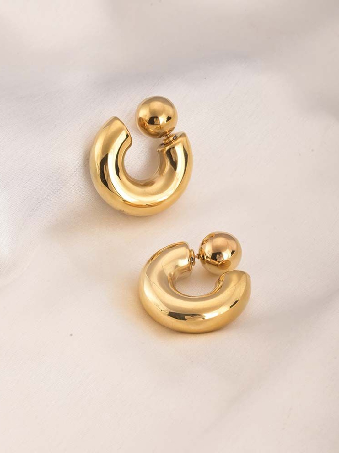 

PALMONAS Gold-Plated Stainless Steel Circular Studs Earrings