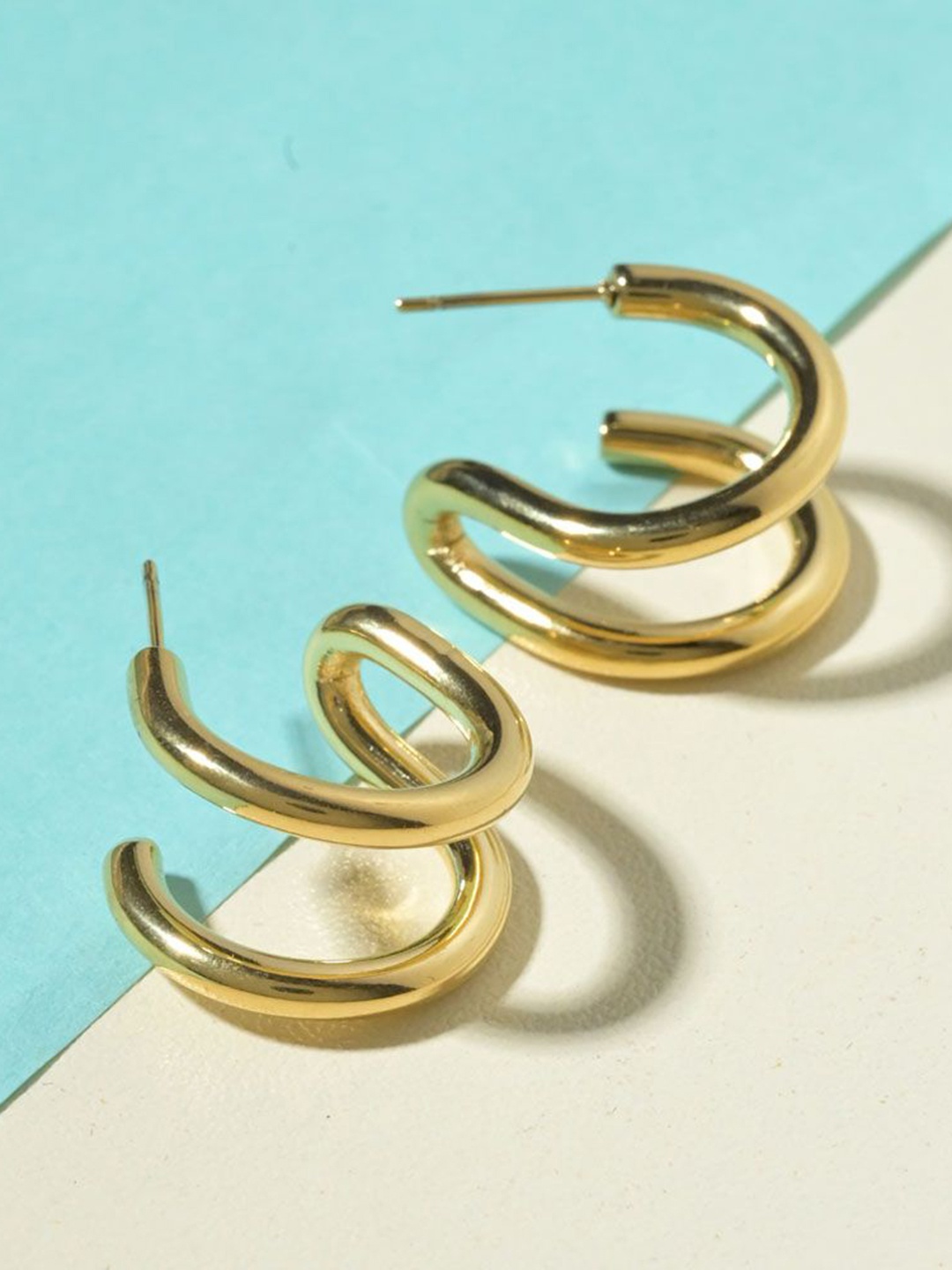 

PALMONAS Gold Plated Stainless Steel Half Hoop Earrings