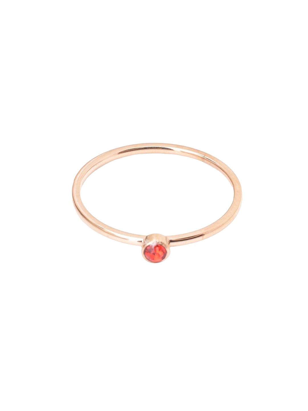 

PALMONAS Rose Gold-Plated CZ-Studded Cute Birthstone Finger Ring