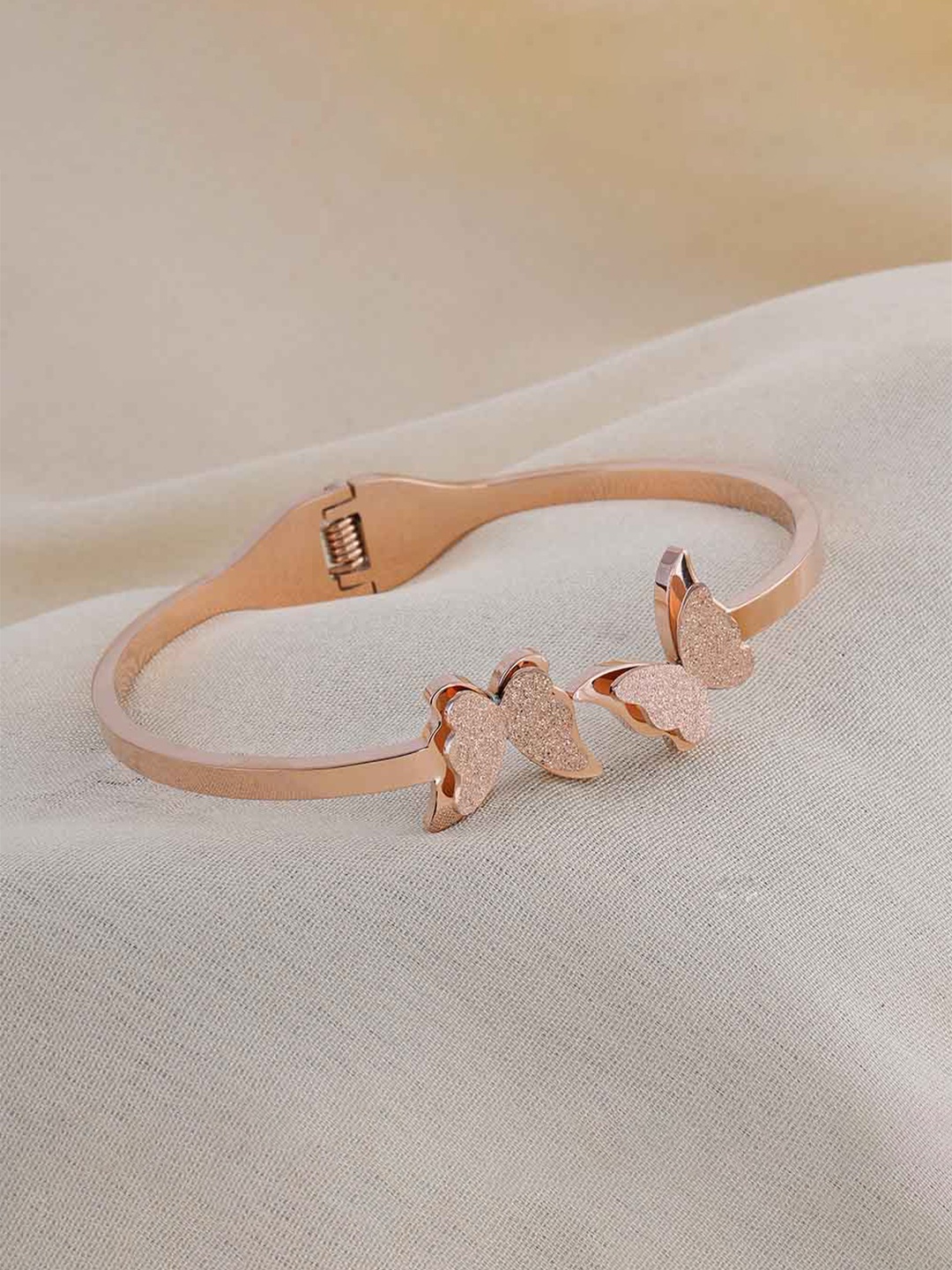 

PALMONAS Gold-Plated Butterfly Charm Kada Bracelet, Rose gold