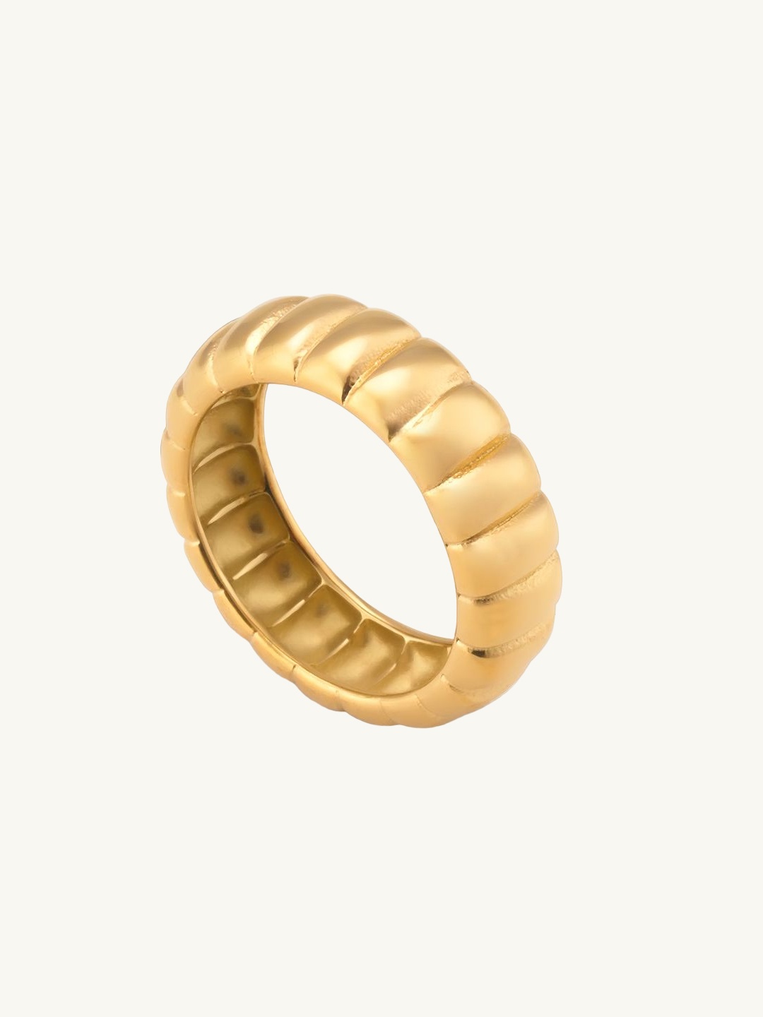 

PALMONAS Ridged Ripple Gold-Plated Ridged Ripple Band Finger Ring