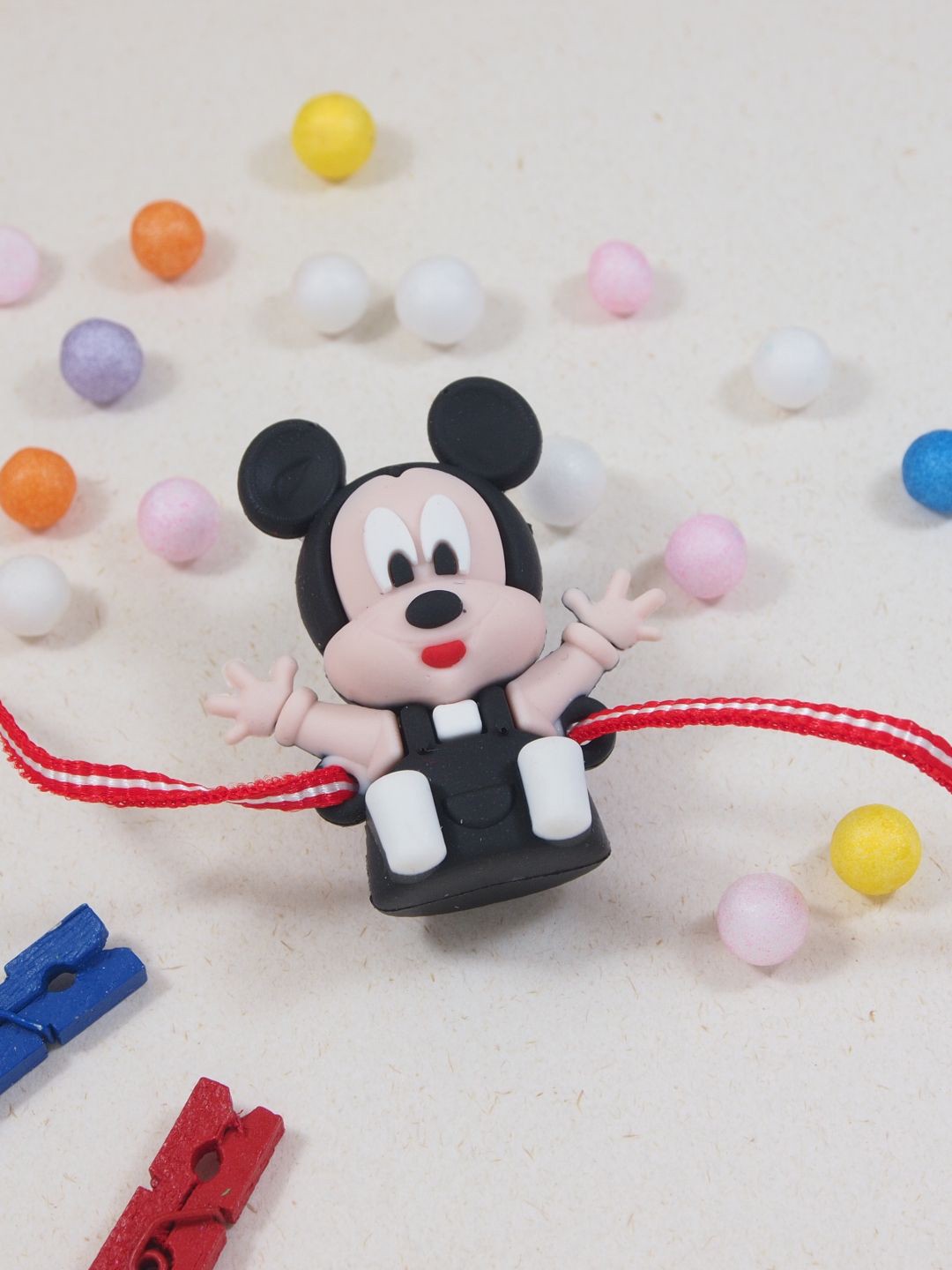 

I Jewels Boys Mickey Mouse Thread Rakhi With Roli Chawal & Greeting Card, Pink