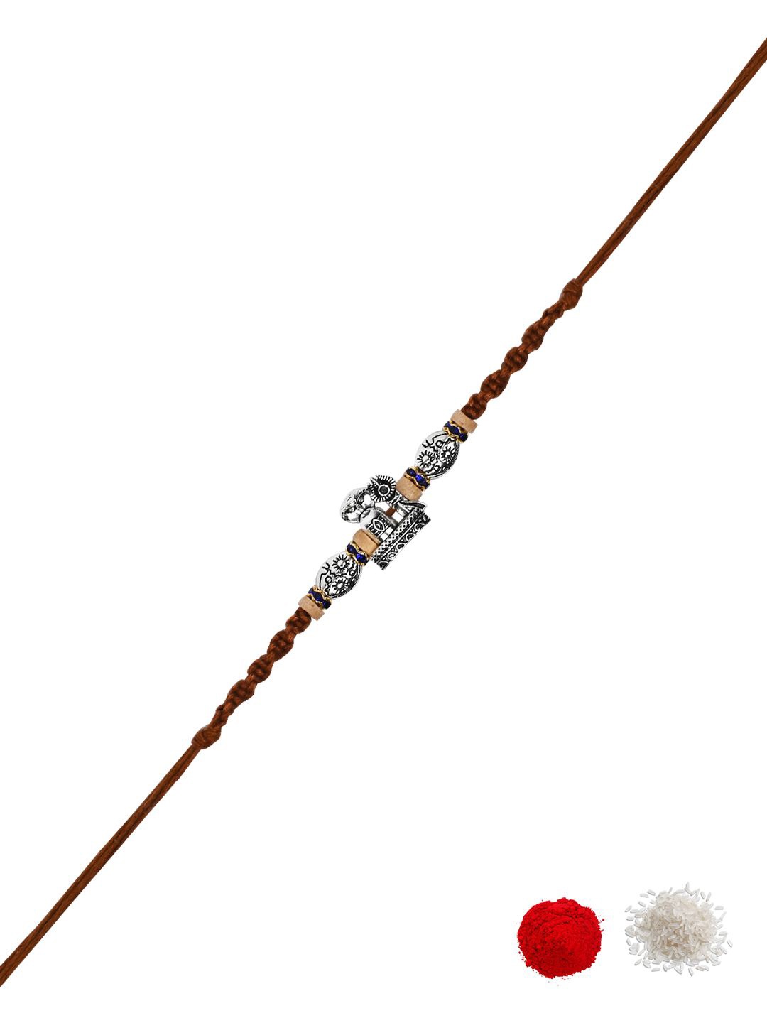 

I Jewels Lord Shiva Thread Rakhi With Roli Chawal & Greeting Card, Brown