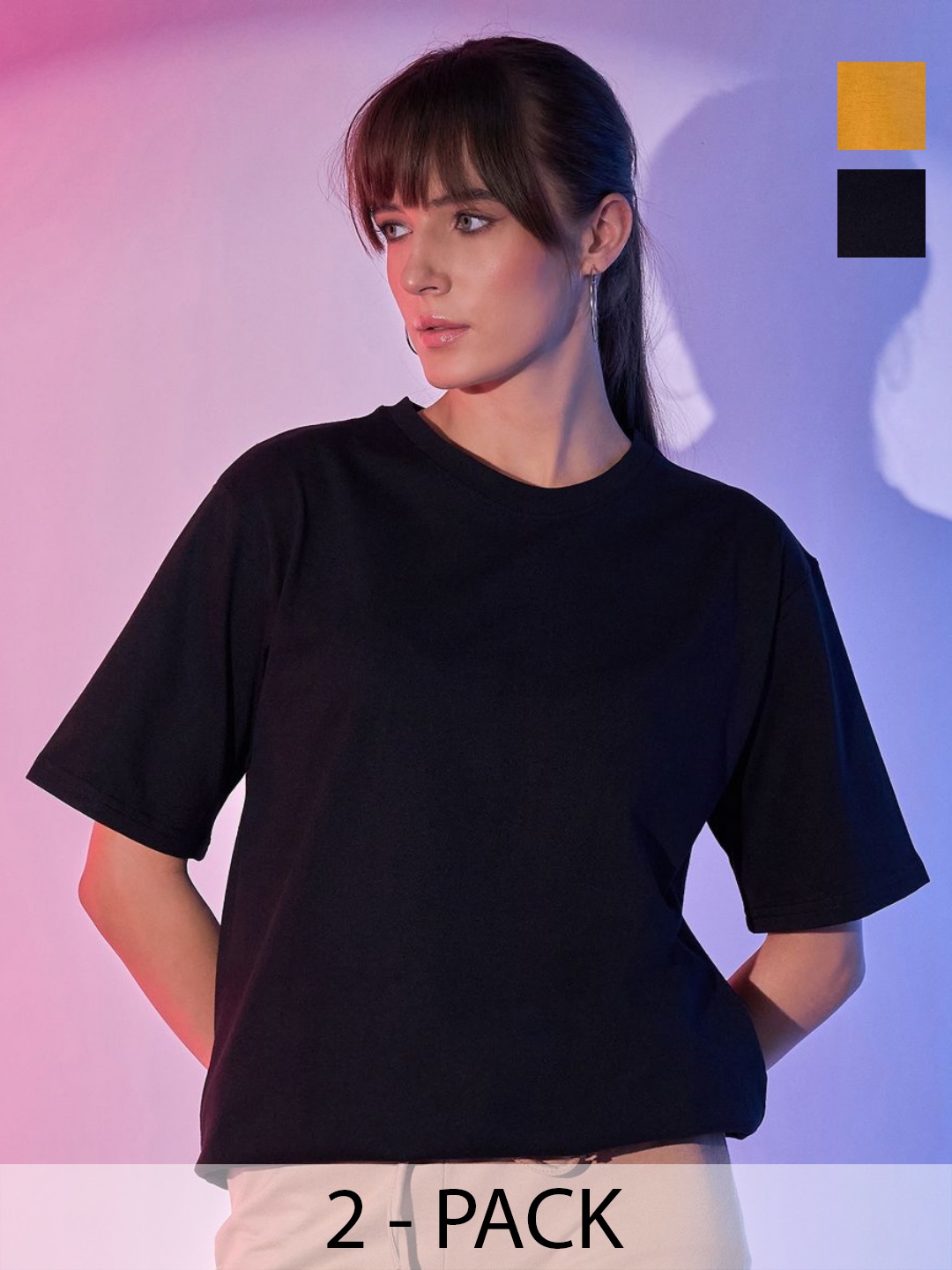 

BUY NEW TREND Women 2 Pockets T-shirt, Black