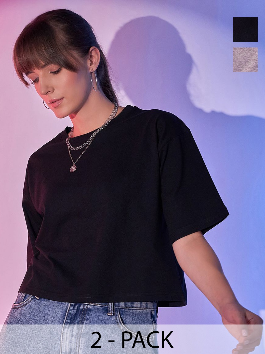 

BUY NEW TREND Women Pockets Boxy T-shirt, Black