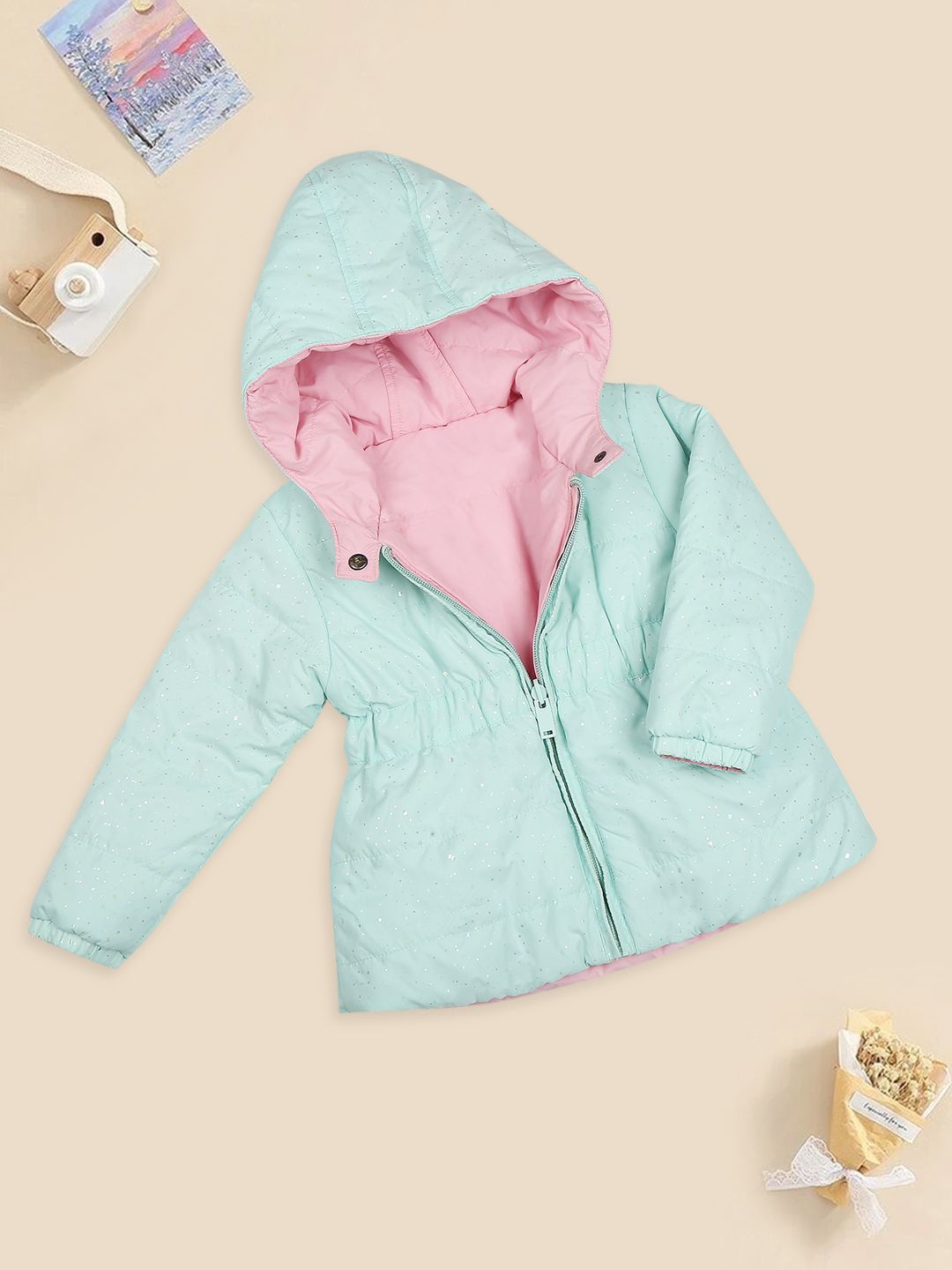 

MeeMee Girls Cotton Lightweight Padded Jacket, Green