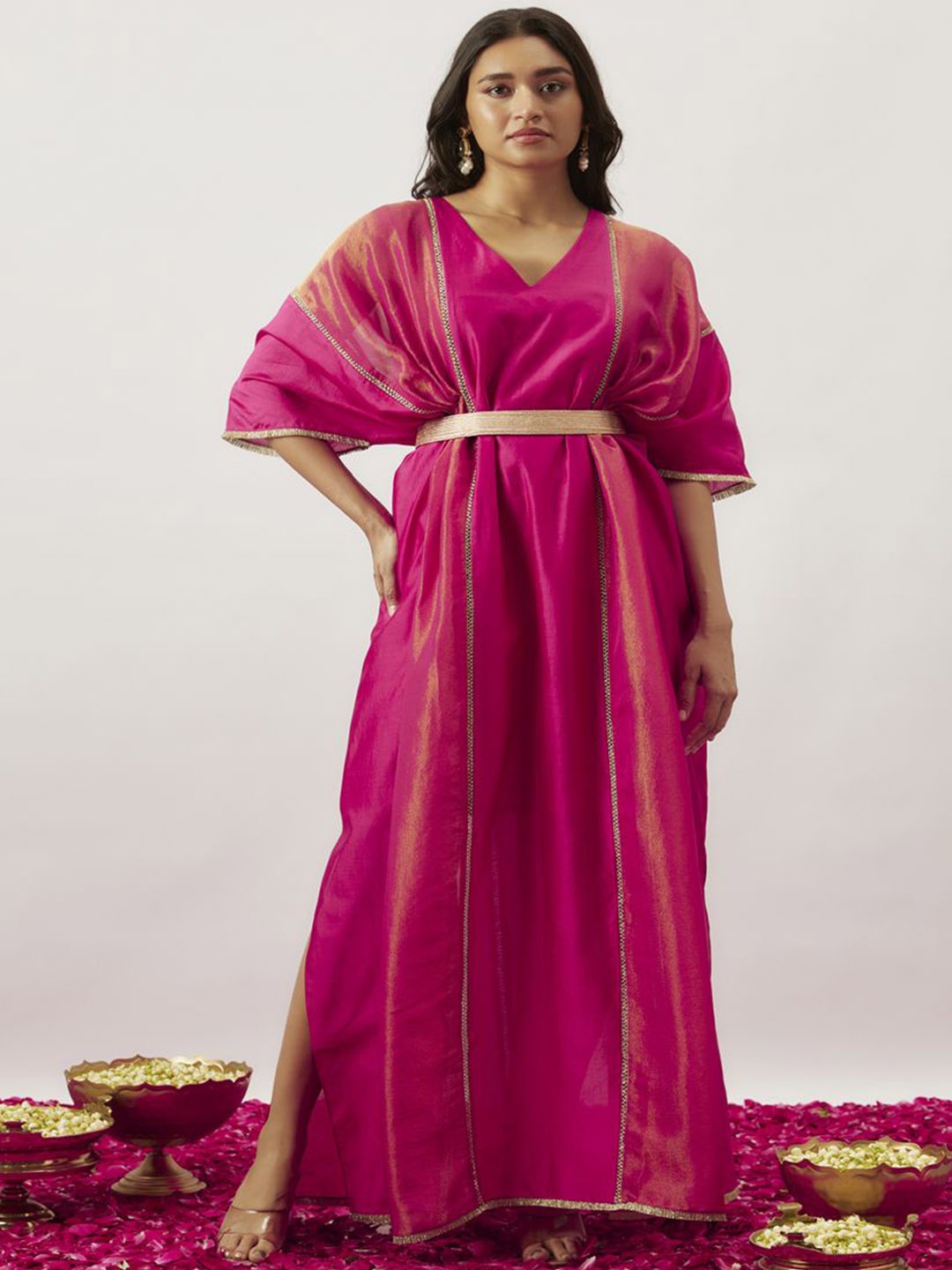 

The Aarya V-Neck Kaftan Maxi Dress, Pink