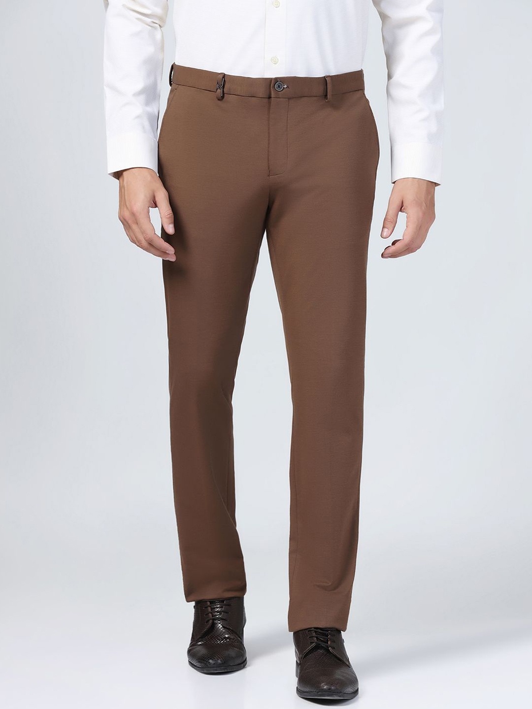 

Blackberrys Men Phoenix Fit Slim Fit Formal Trousers, Brown