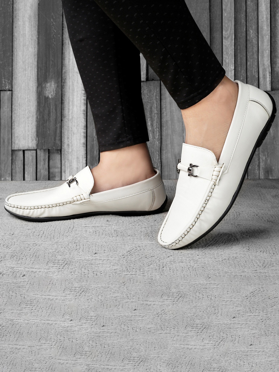 

HERE&NOW Men Formal Loafers, White