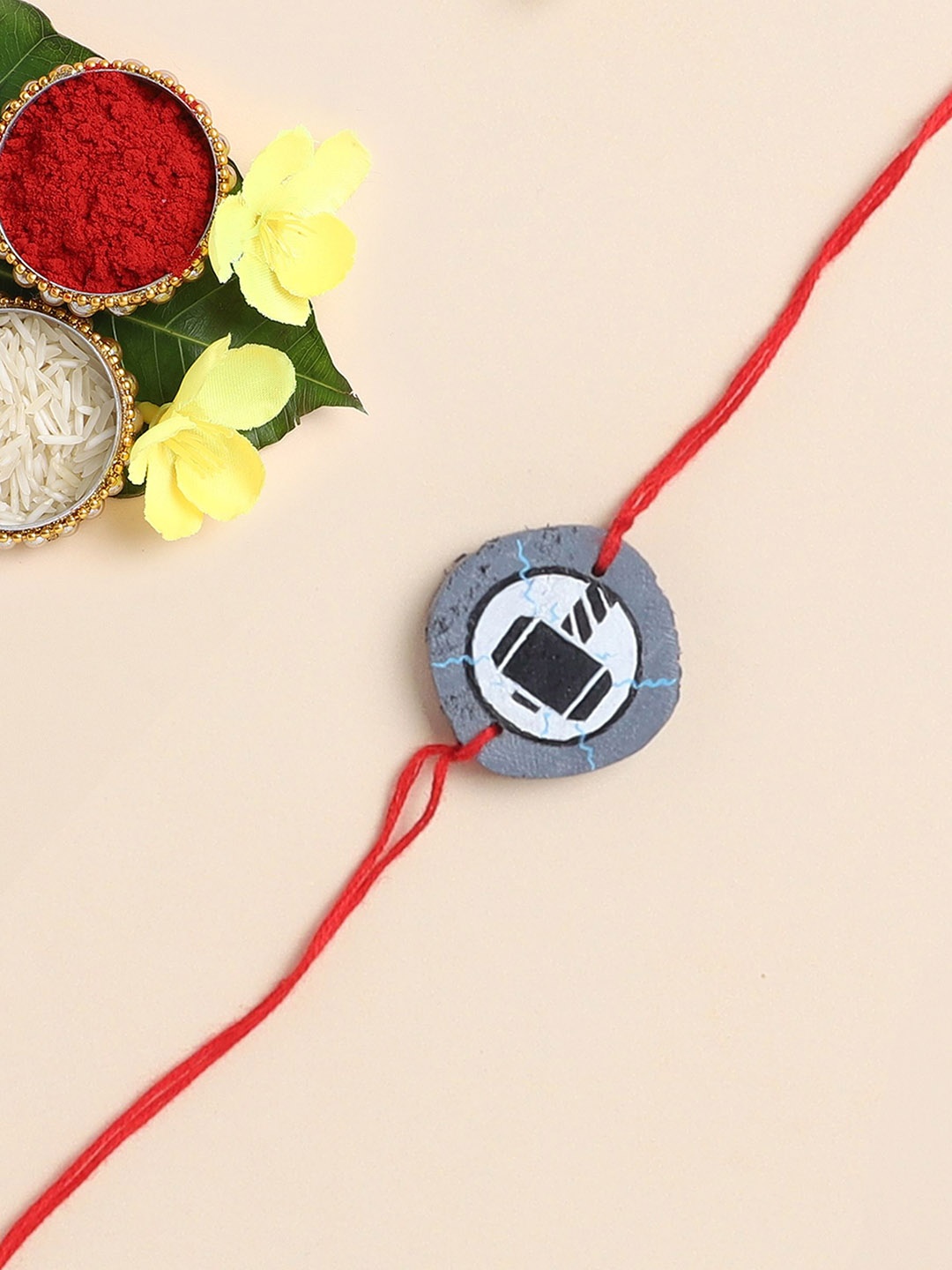 

The Magic Wand Thor Printed Wooded Thread Rakhi, Grey