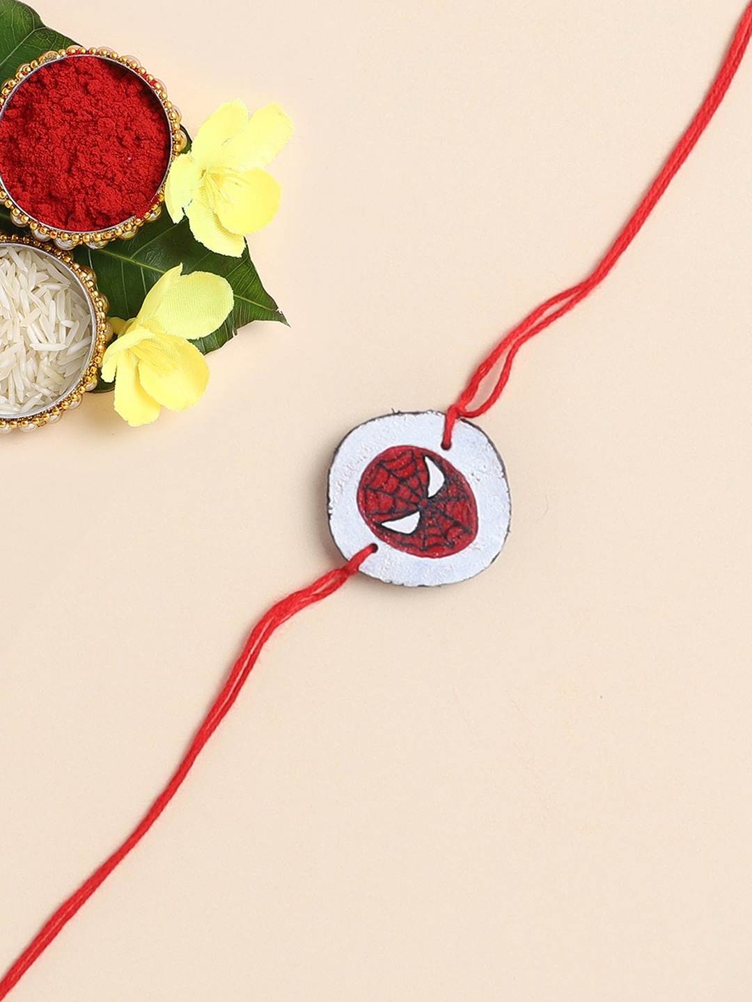 

The Magic Wand Spiderman Printed Wooded Thread Rakhi, Red