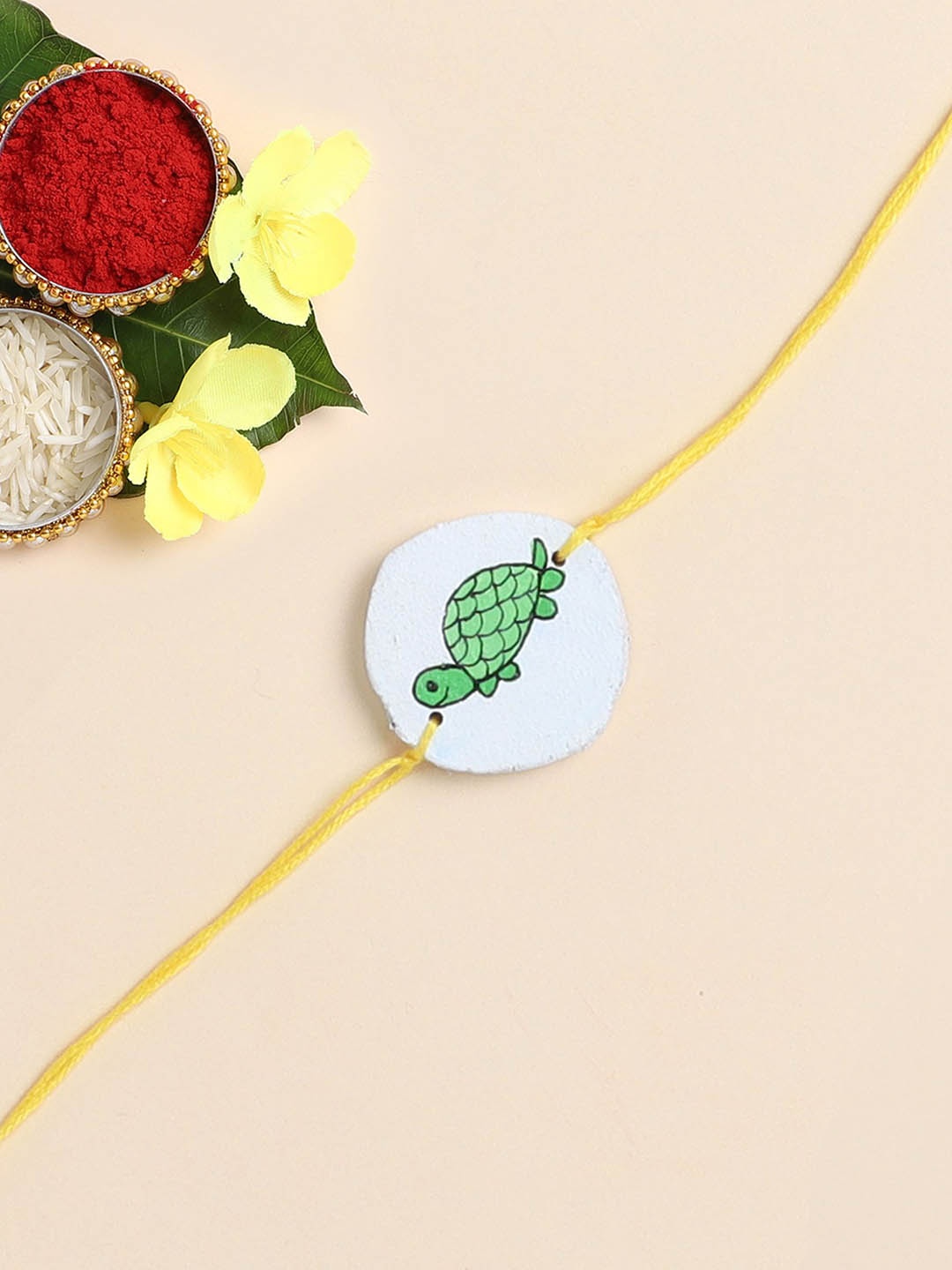 

The Magic Wand Printed Wooded Thread Rakhi, White