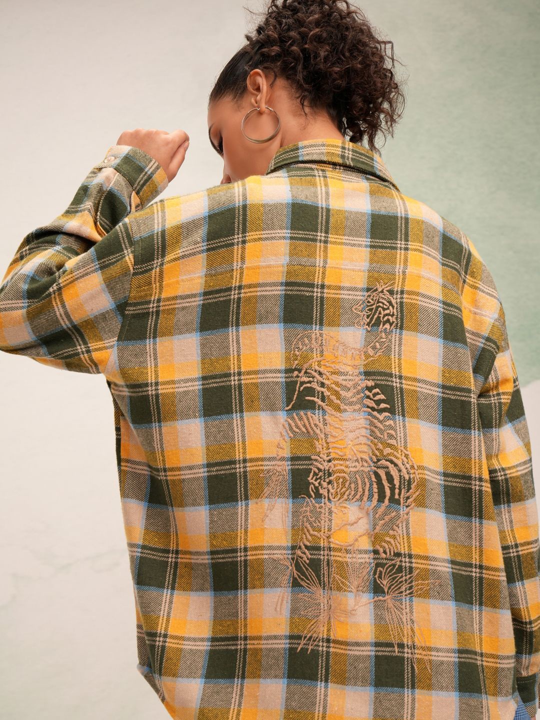 

Tokyo Talkies Women Checked Tartan Opaque Casual Shirt, Green
