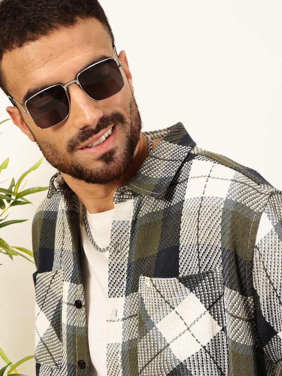 

Thomas Scott Men Premium Tartan Checked Casual Shirt, Olive