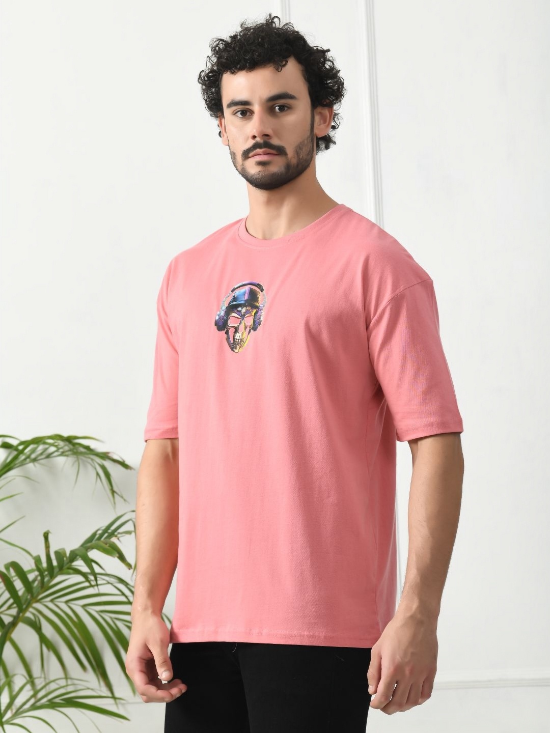 

FITINC Men Typography Printed Bio Finish T-shirt, Peach
