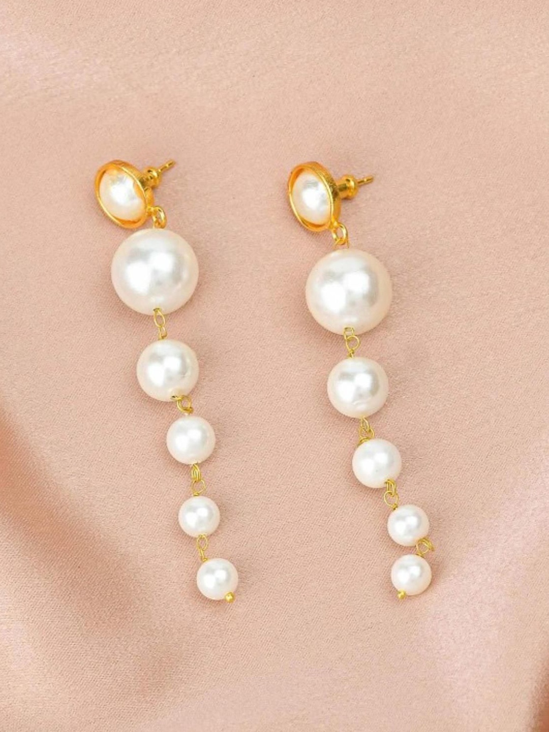 

DN Creation Rose Gold-Plated Alloy Contemporary Drop Earrings, White