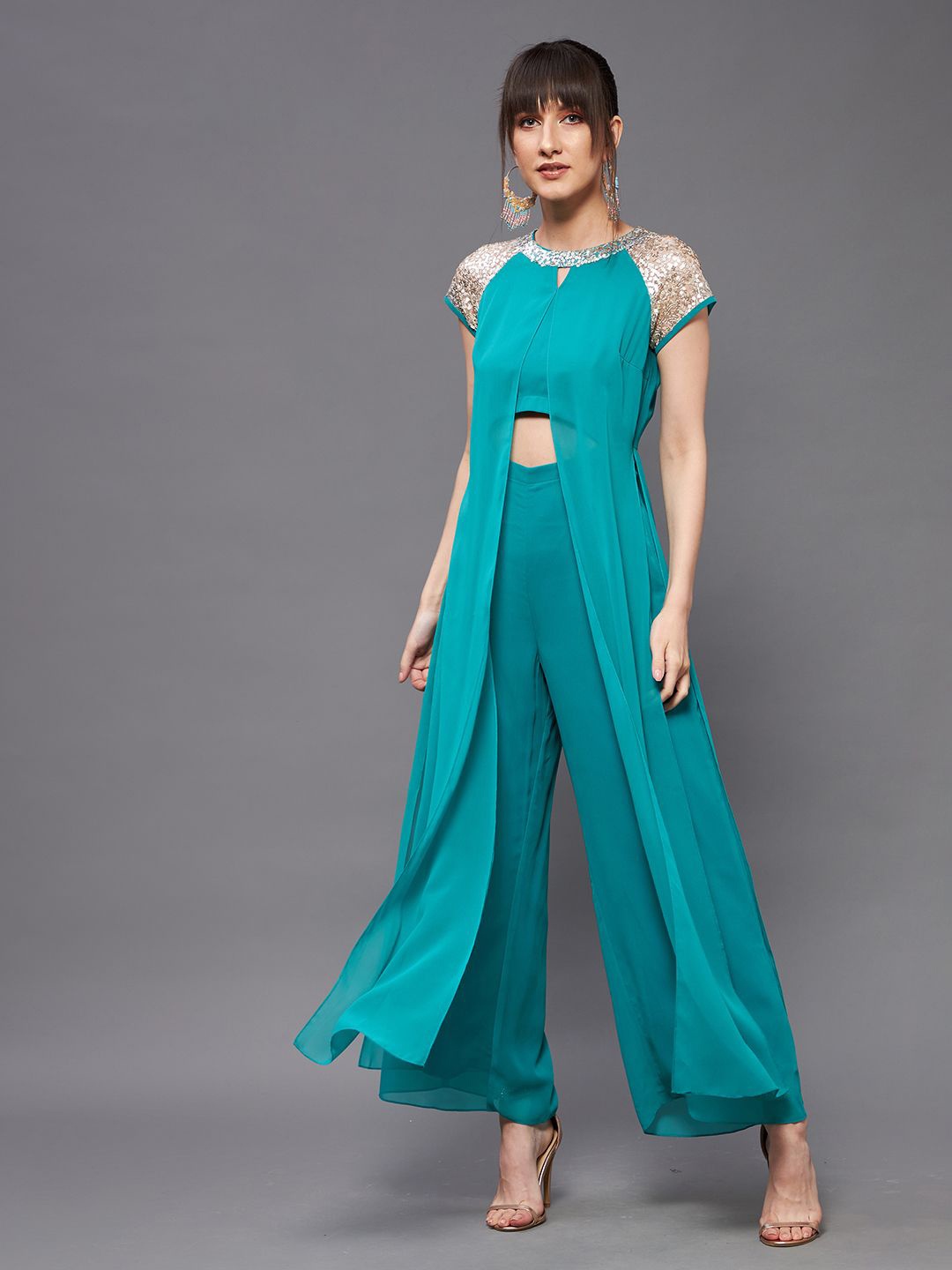 

Miss Chase Layered Basic Jumpsuit, Turquoise blue