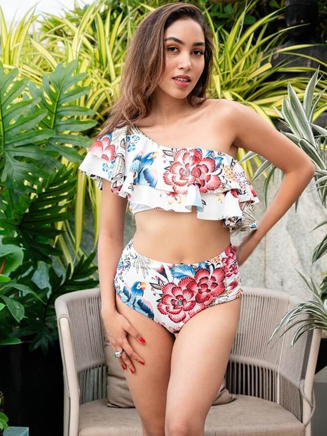 

FancyPants Floral Printed Swim Bikini Set, White